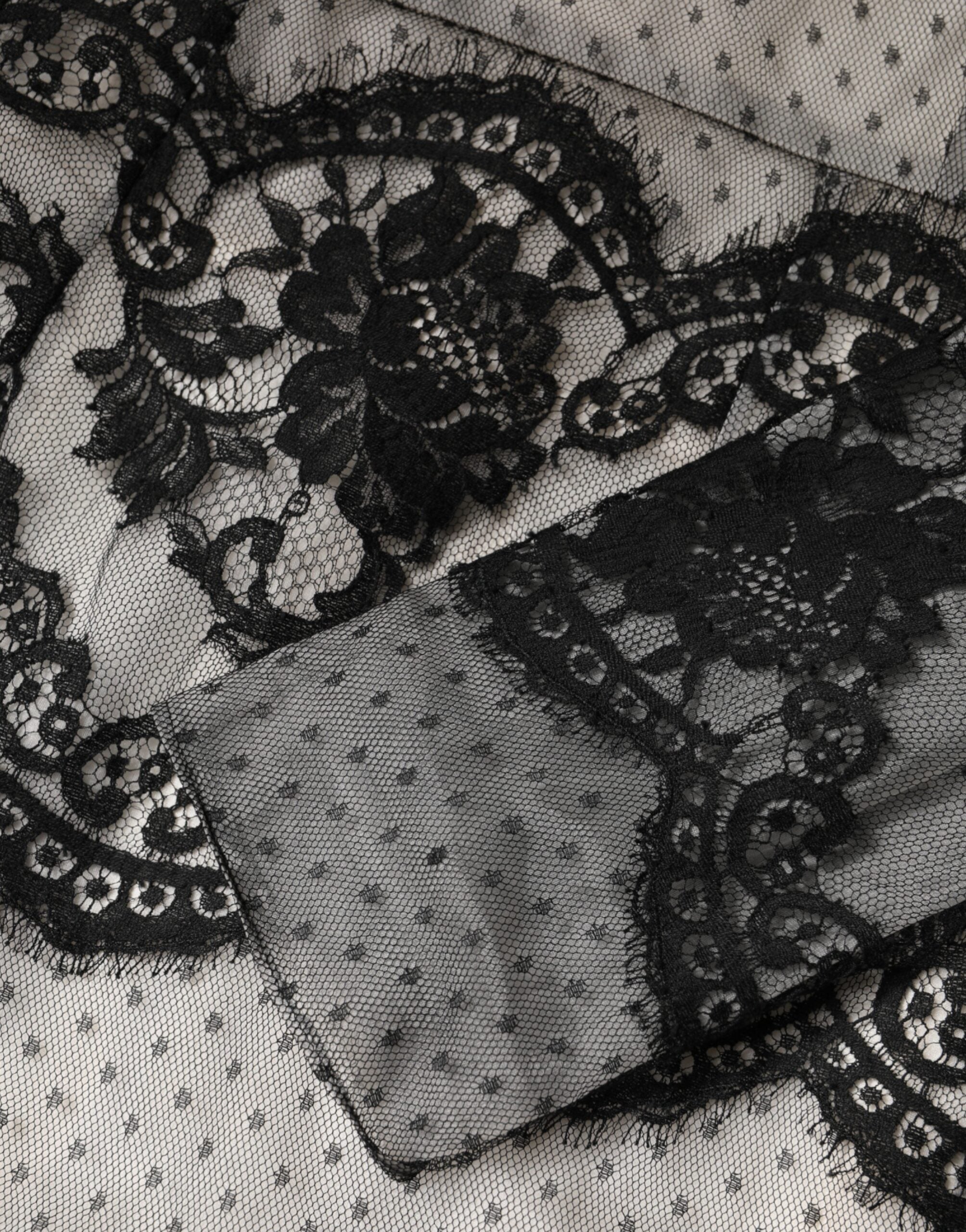 Dolce & Gabbana Black White Lace Silk Blend MaxiSheath Dress Dolce & Gabbana