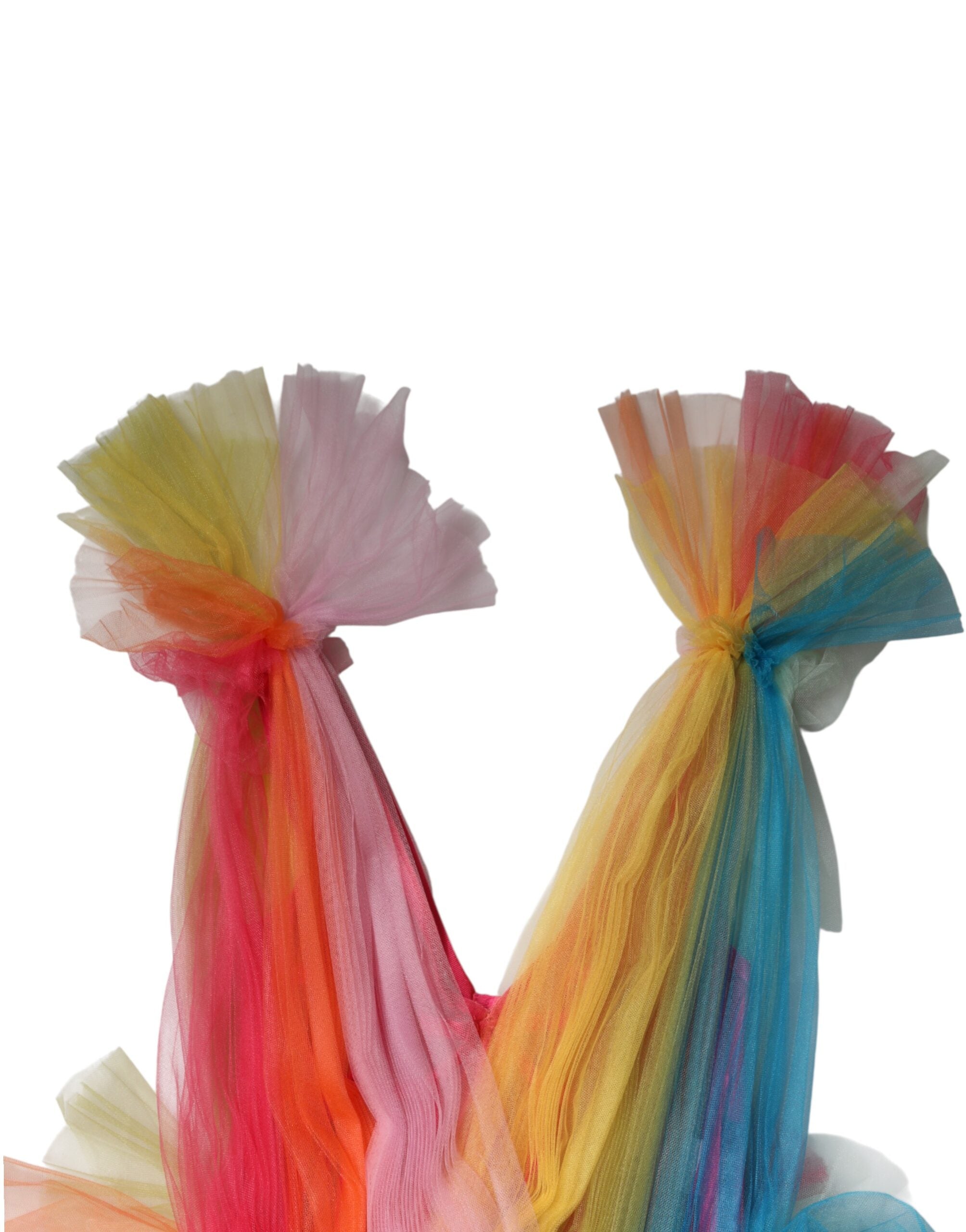 Dolce & Gabbana Multicolor Nylon Tiered Tulle Midi Dress Dolce & Gabbana