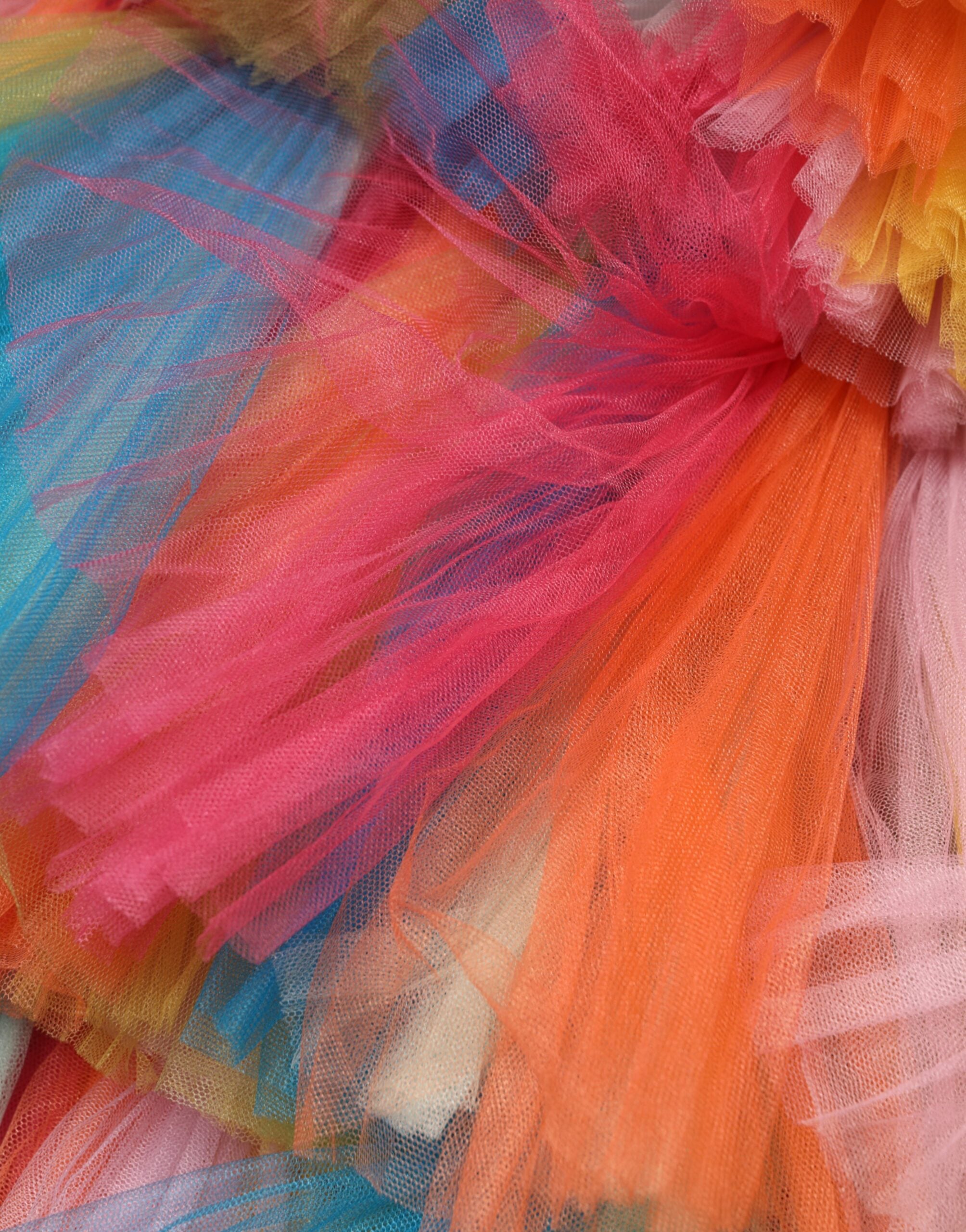 Dolce & Gabbana Multicolor Nylon Tiered Tulle Midi Dress Dolce & Gabbana