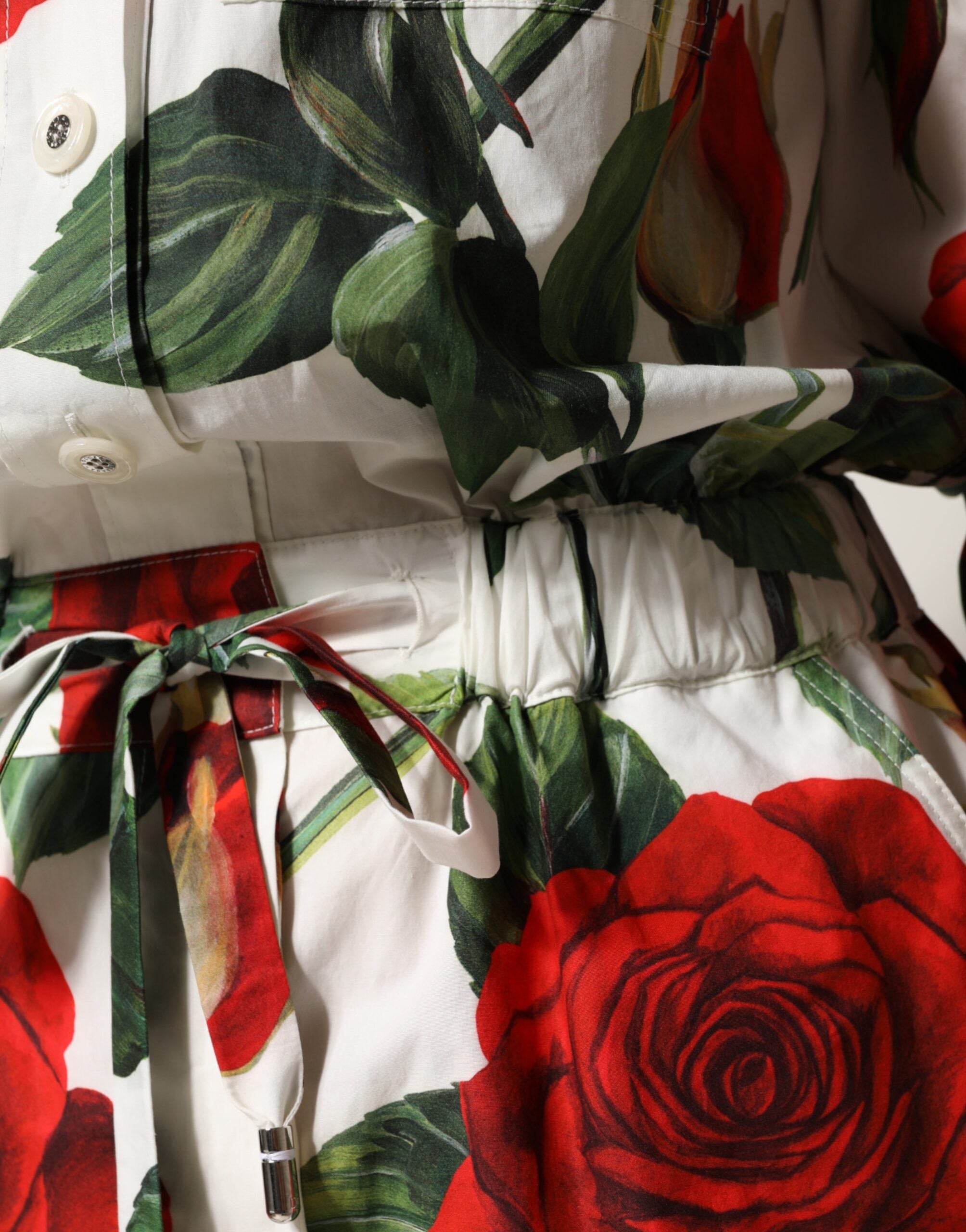 Dolce & Gabbana White Floral Print Cotton Jumpsuit Dress Dolce & Gabbana