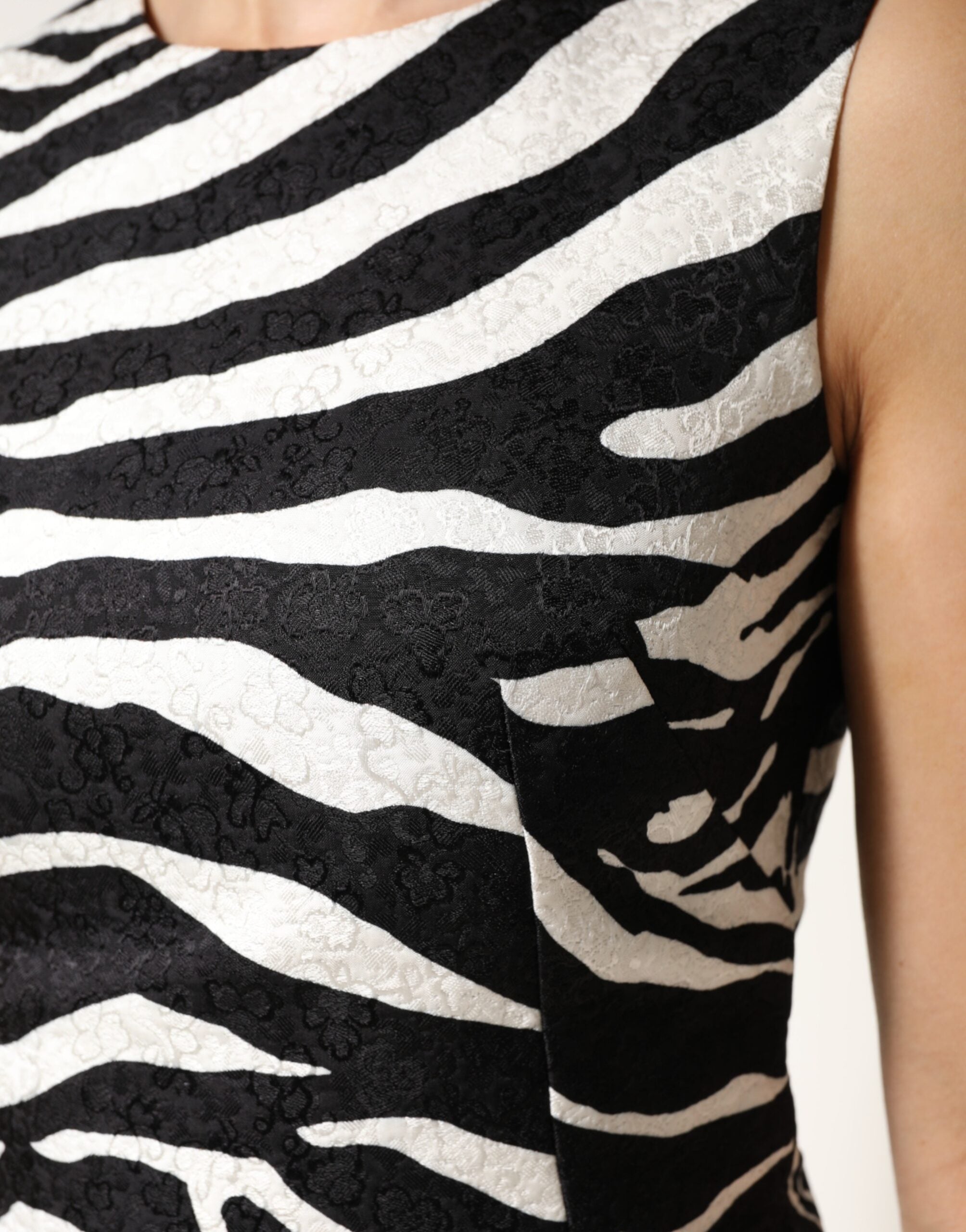 Dolce & Gabbana Black White Zebra Sleeveless A-line Dress Dolce & Gabbana