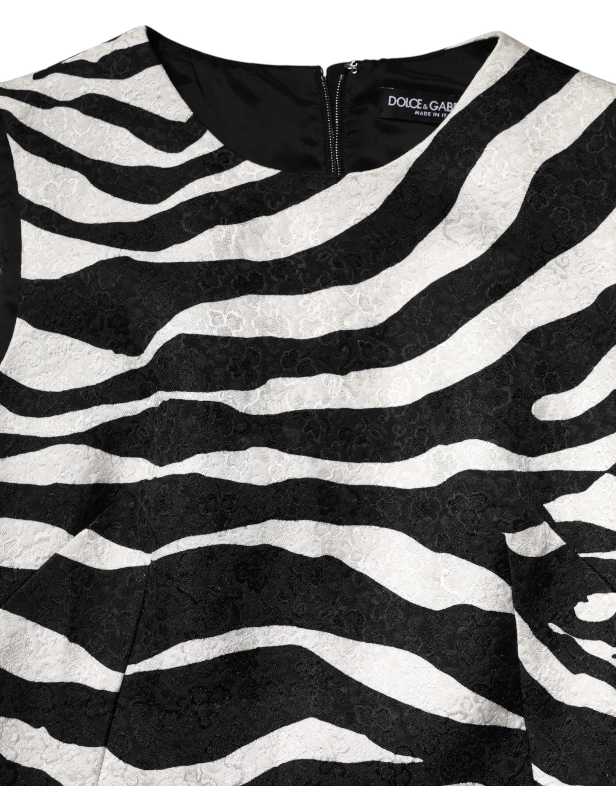 Dolce & Gabbana Black White Zebra Sleeveless A-line Dress Dolce & Gabbana