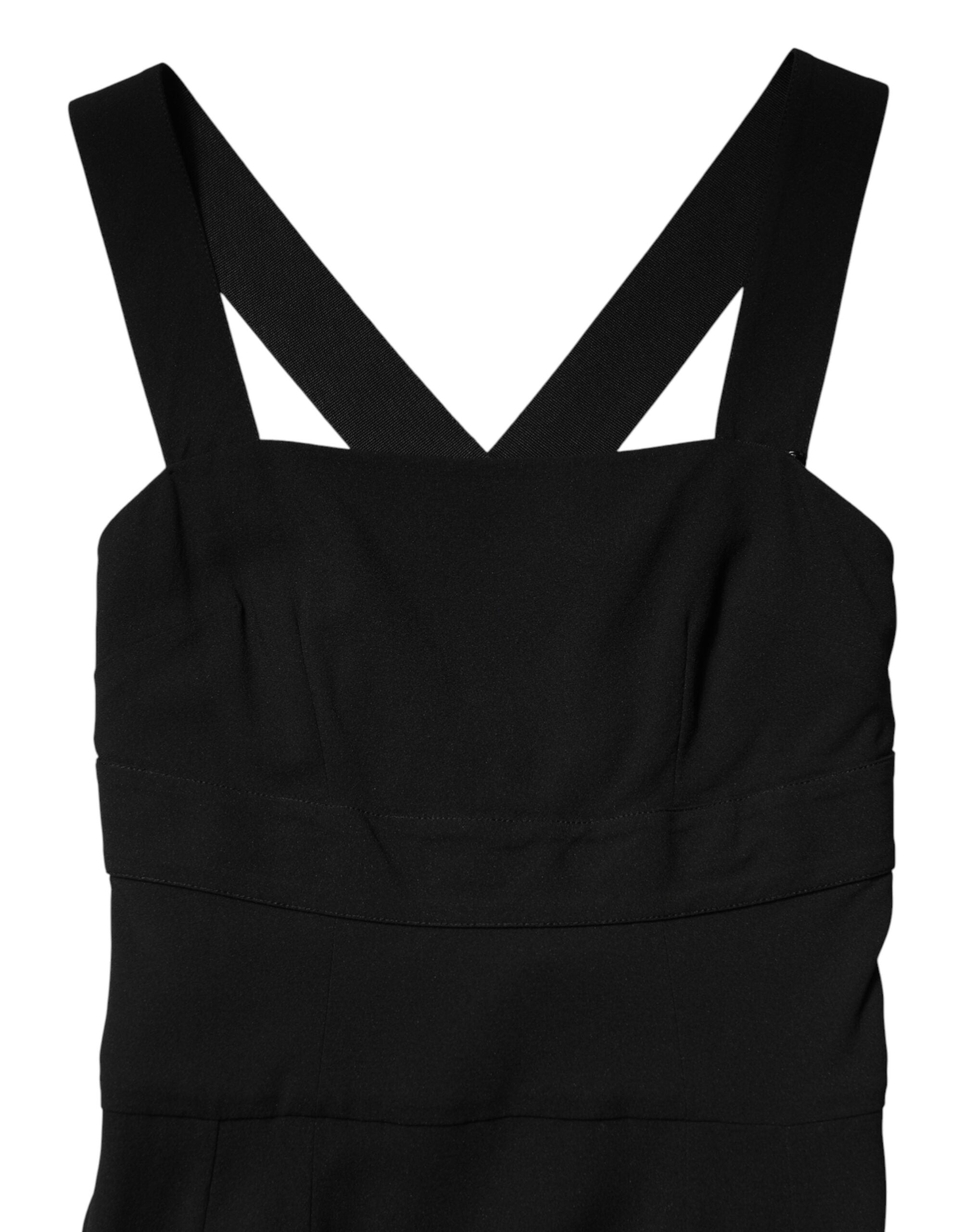 Dolce & Gabbana Black Square Neck Sleeveless Midi Dress Dolce & Gabbana
