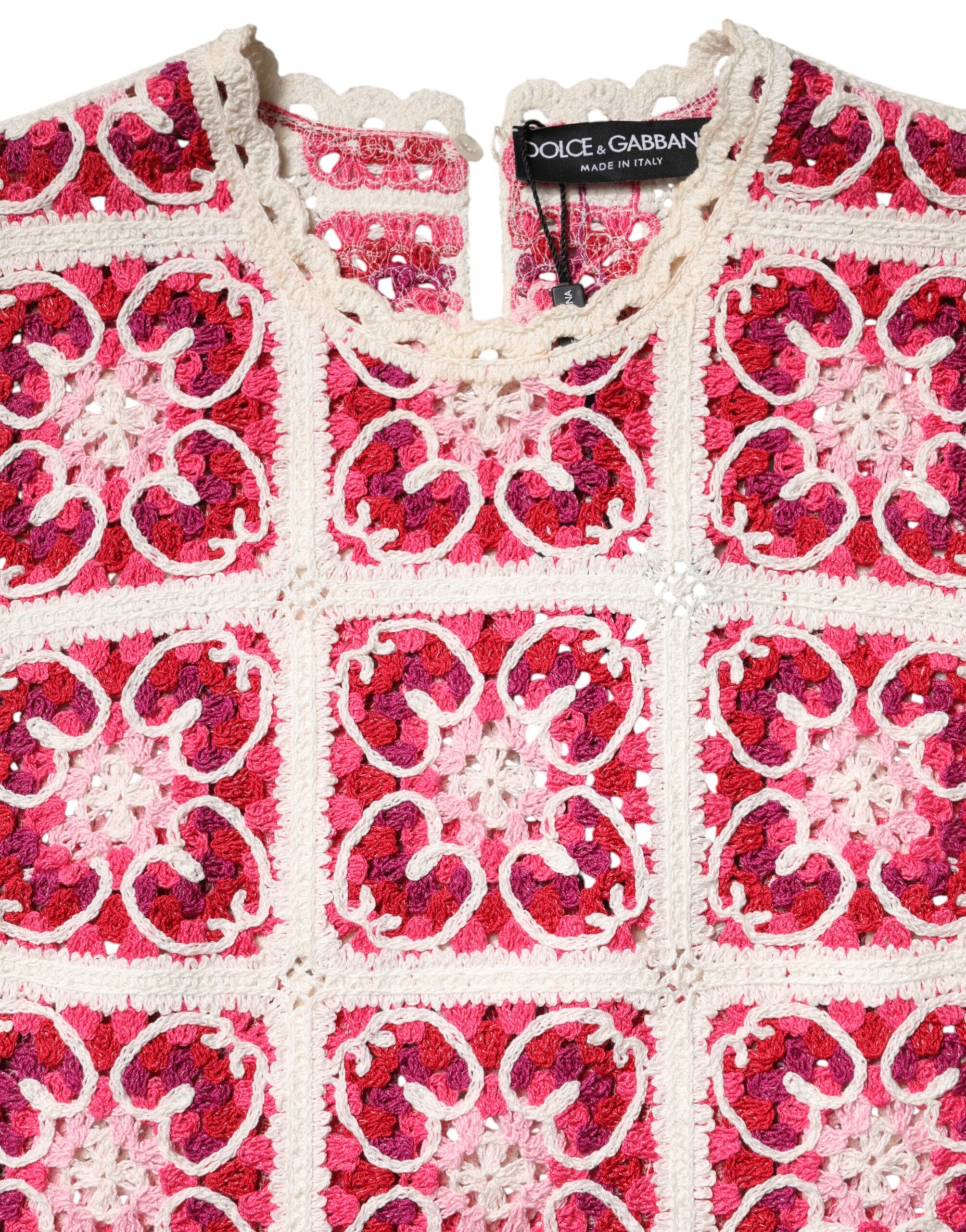 Dolce & Gabbana Multicolor Brick Stitched Crochet Mini Dress Dolce & Gabbana