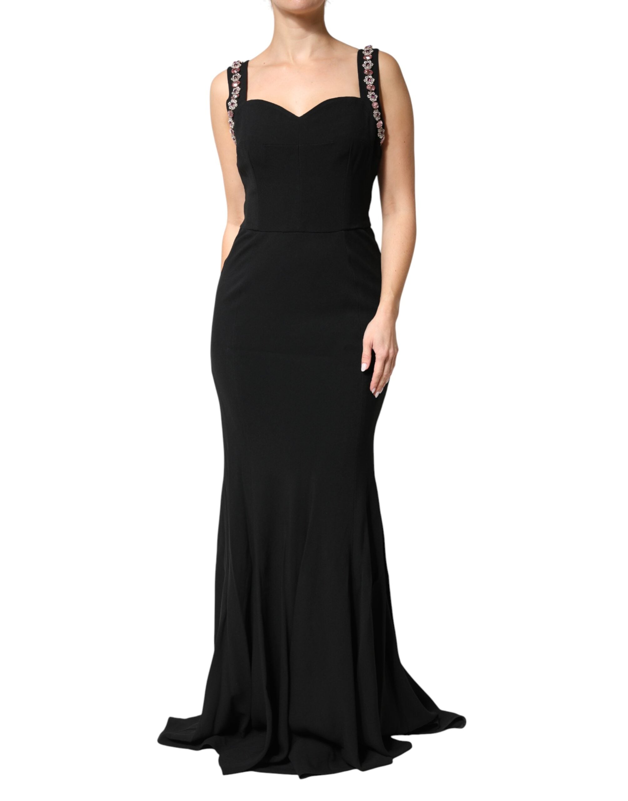 Dolce & Gabbana Black Embellished Bodycon Long Gown Dress Dolce & Gabbana