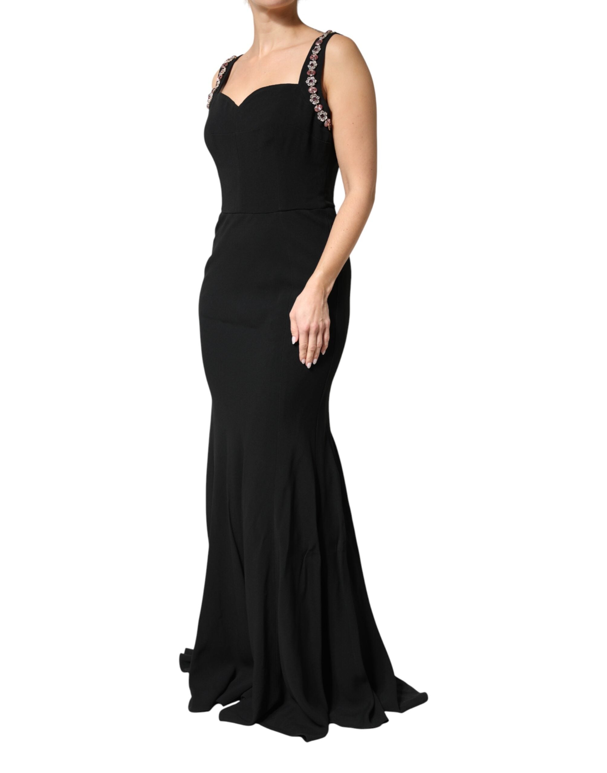 Dolce & Gabbana Black Embellished Bodycon Long Gown Dress Dolce & Gabbana