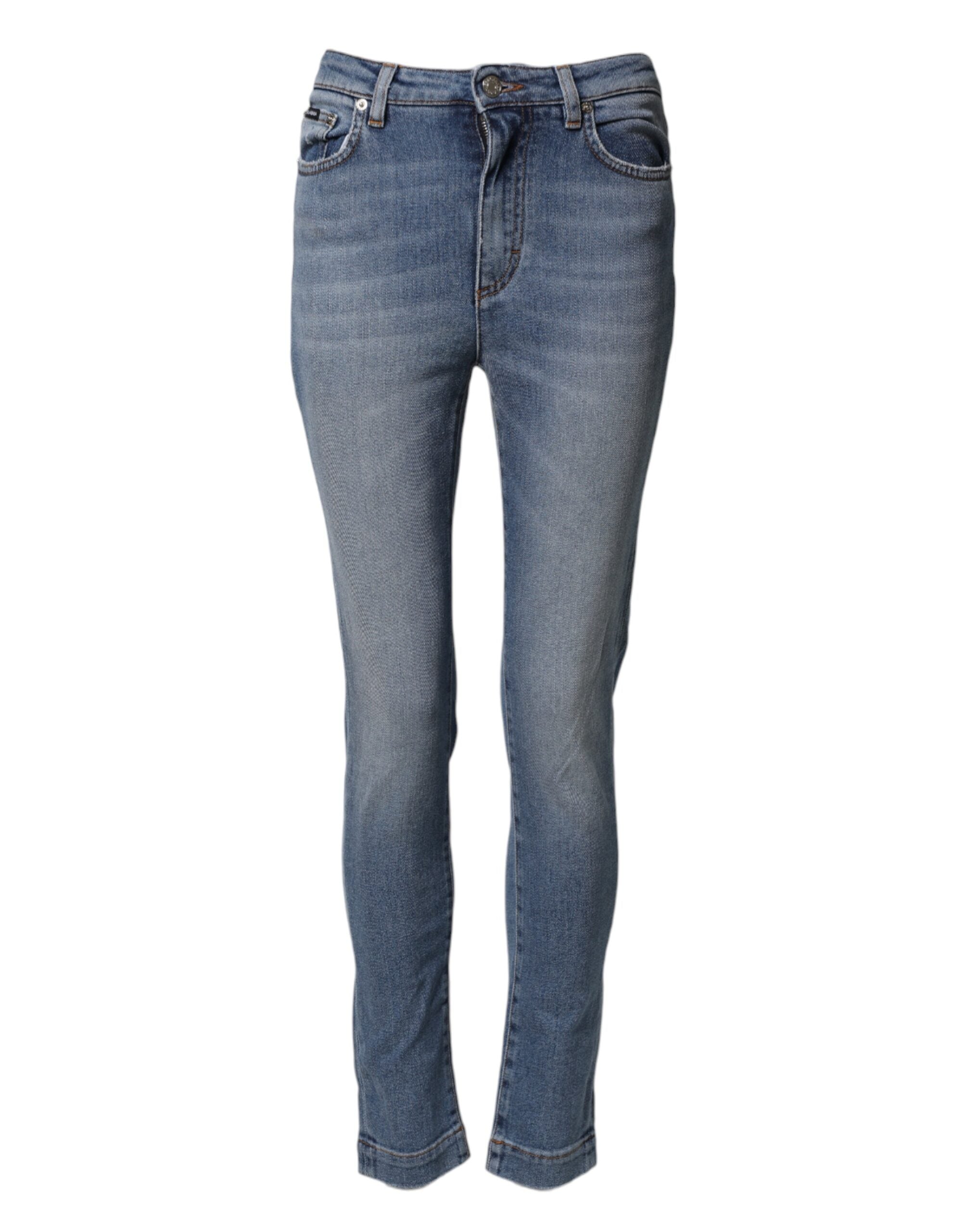 Dolce & Gabbana Blue Washed Cotton Skinny Denim Trouser Jeans Dolce & Gabbana