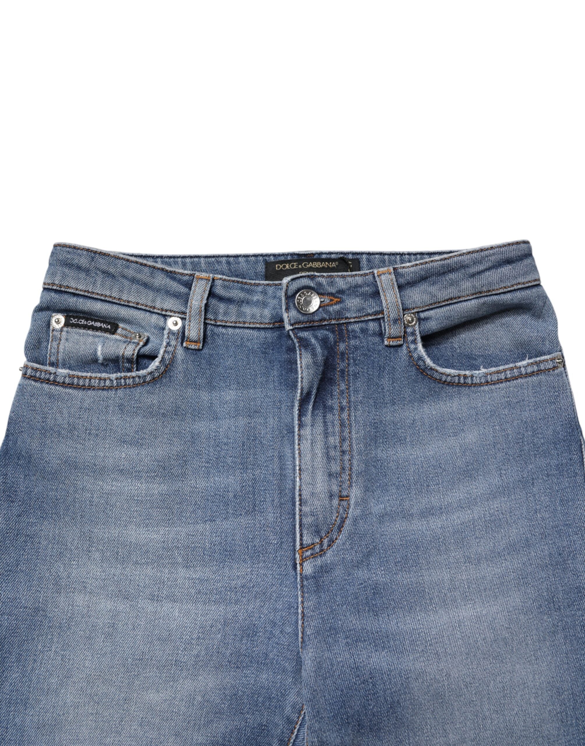 Dolce & Gabbana Blue Washed Cotton Skinny Denim Trouser Jeans Dolce & Gabbana