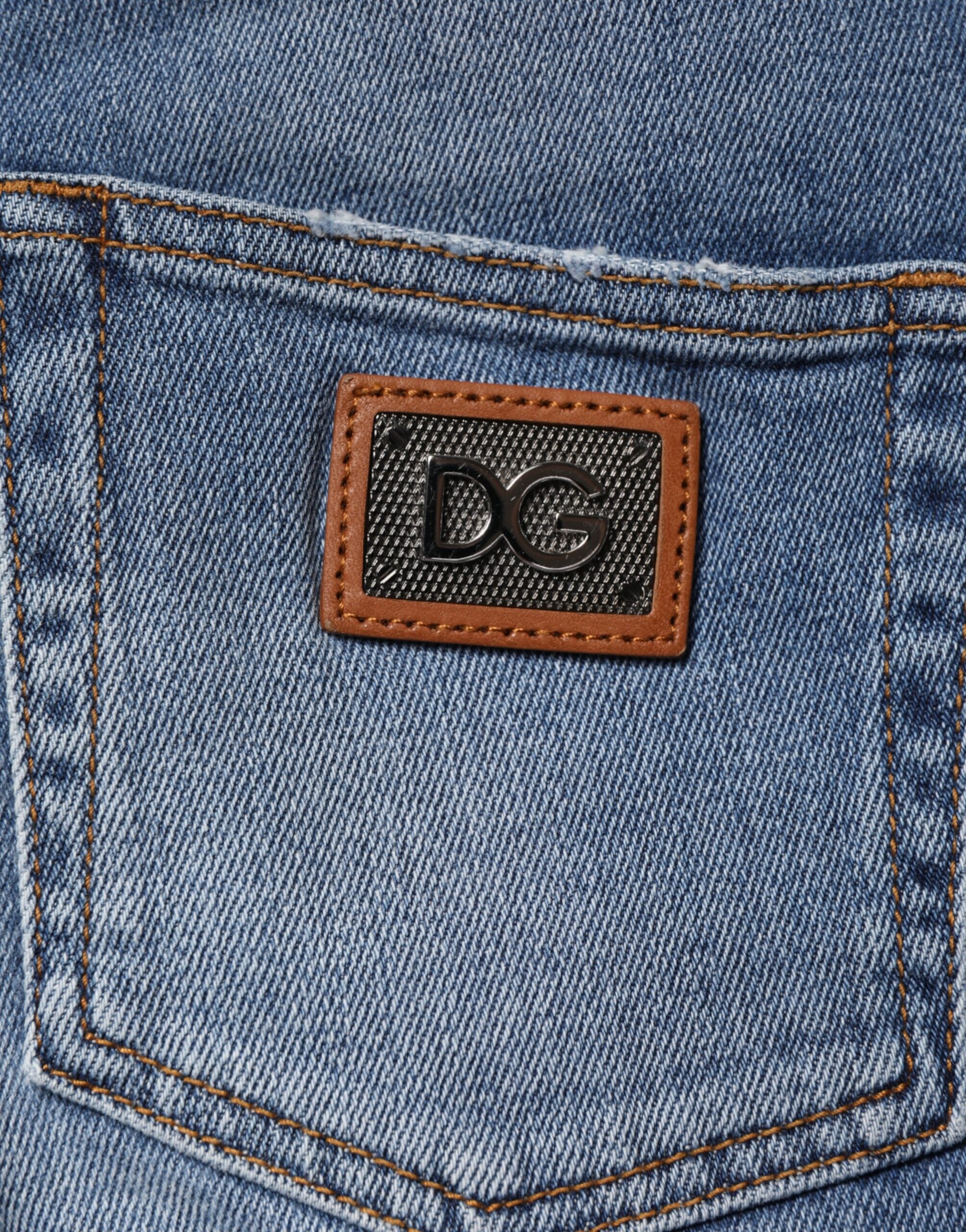 Dolce & Gabbana Blue Washed Cotton Skinny Denim Trouser Jeans Dolce & Gabbana