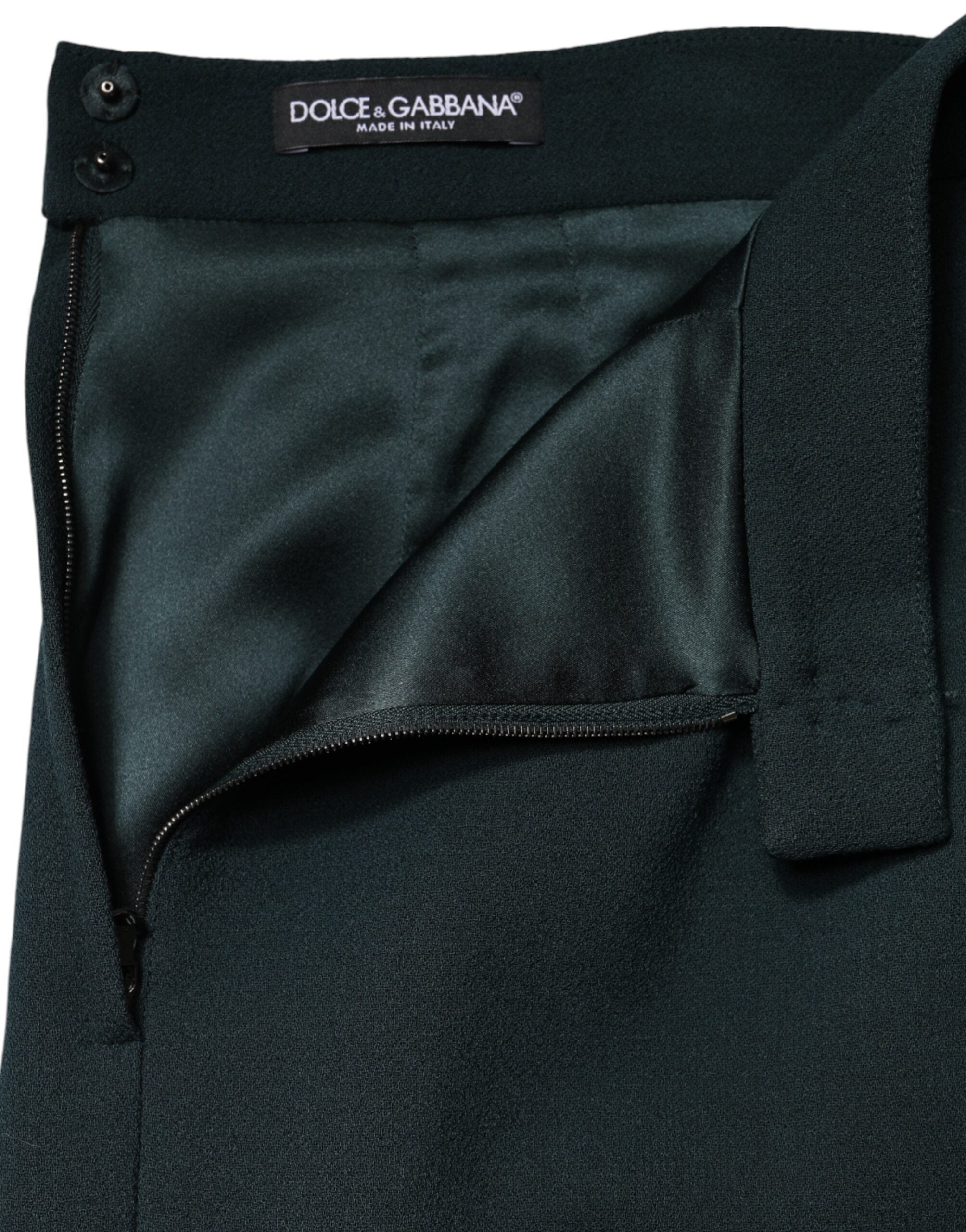 Dolce & Gabbana Dark Green Mid Waist Pencil Cut Mini Skirt Dolce & Gabbana