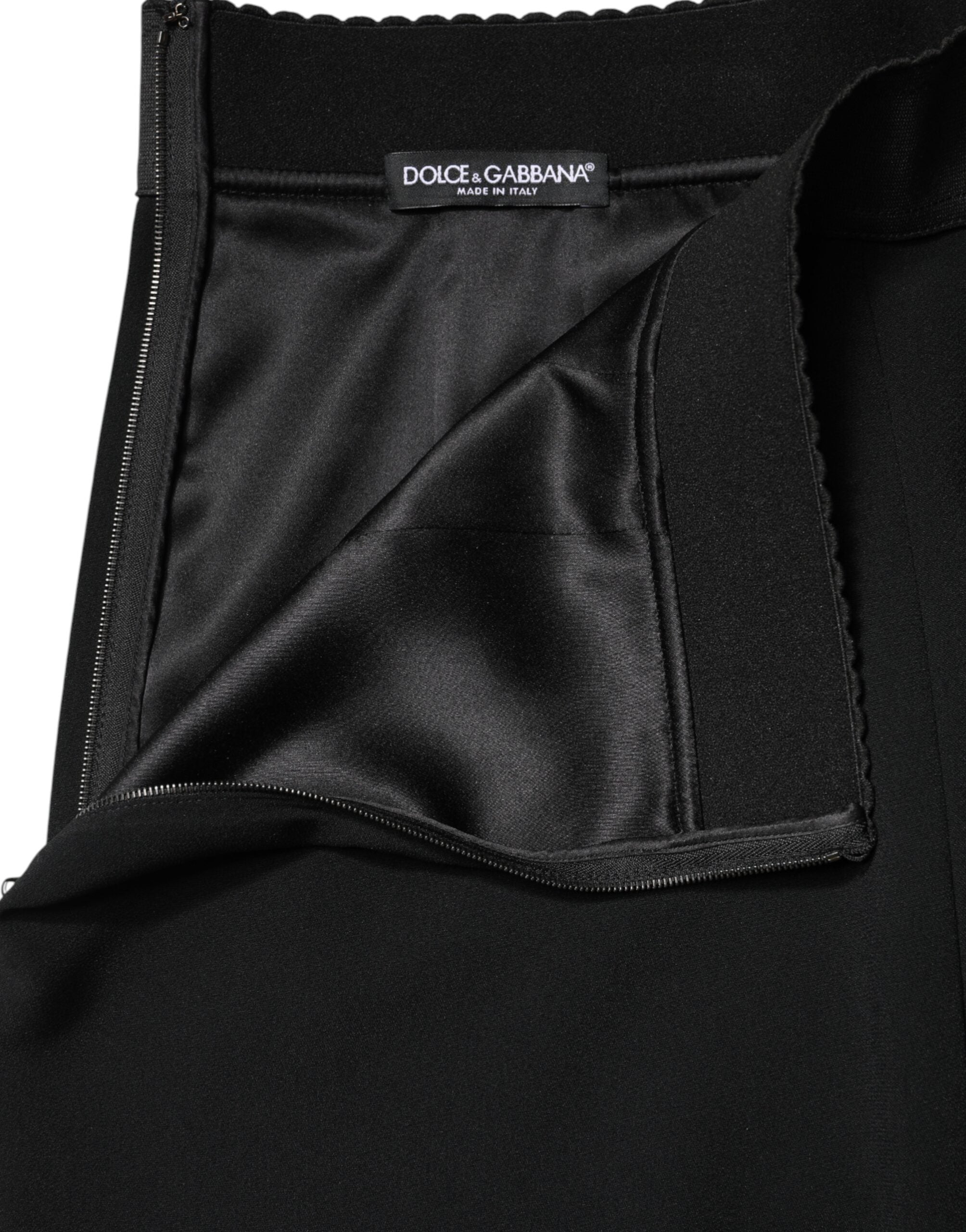 Dolce & Gabbana Black Mid Waist A-line Knee Length Skirt Dolce & Gabbana