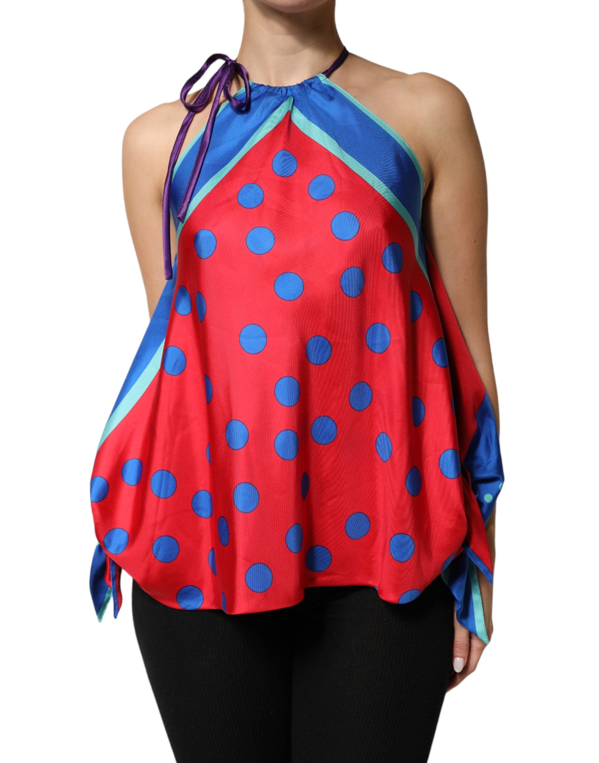 Dolce & Gabbana Multicolor Polka Dot Tie Halter Blouse  Top Dolce & Gabbana