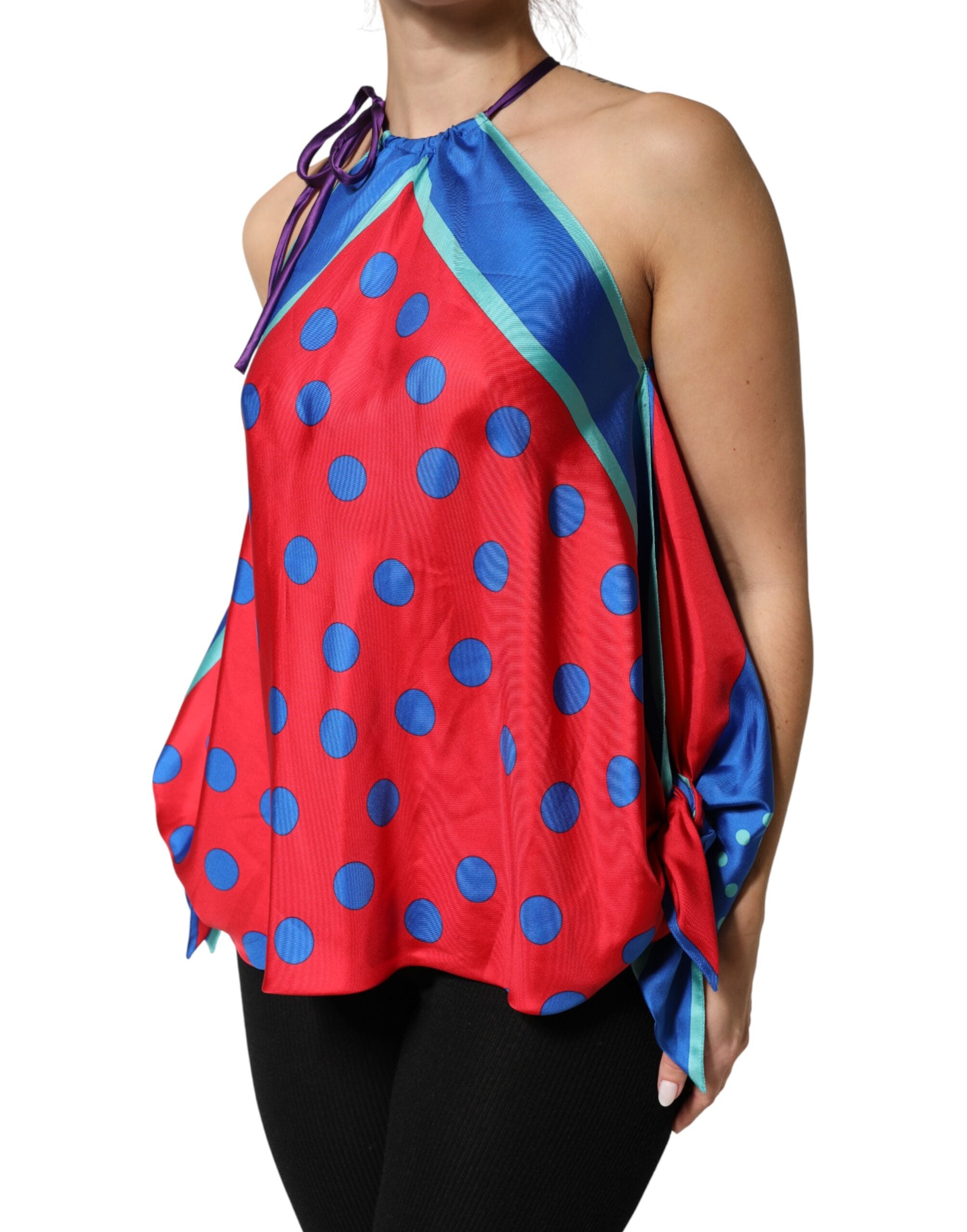 Dolce & Gabbana Multicolor Polka Dot Tie Halter Blouse  Top Dolce & Gabbana