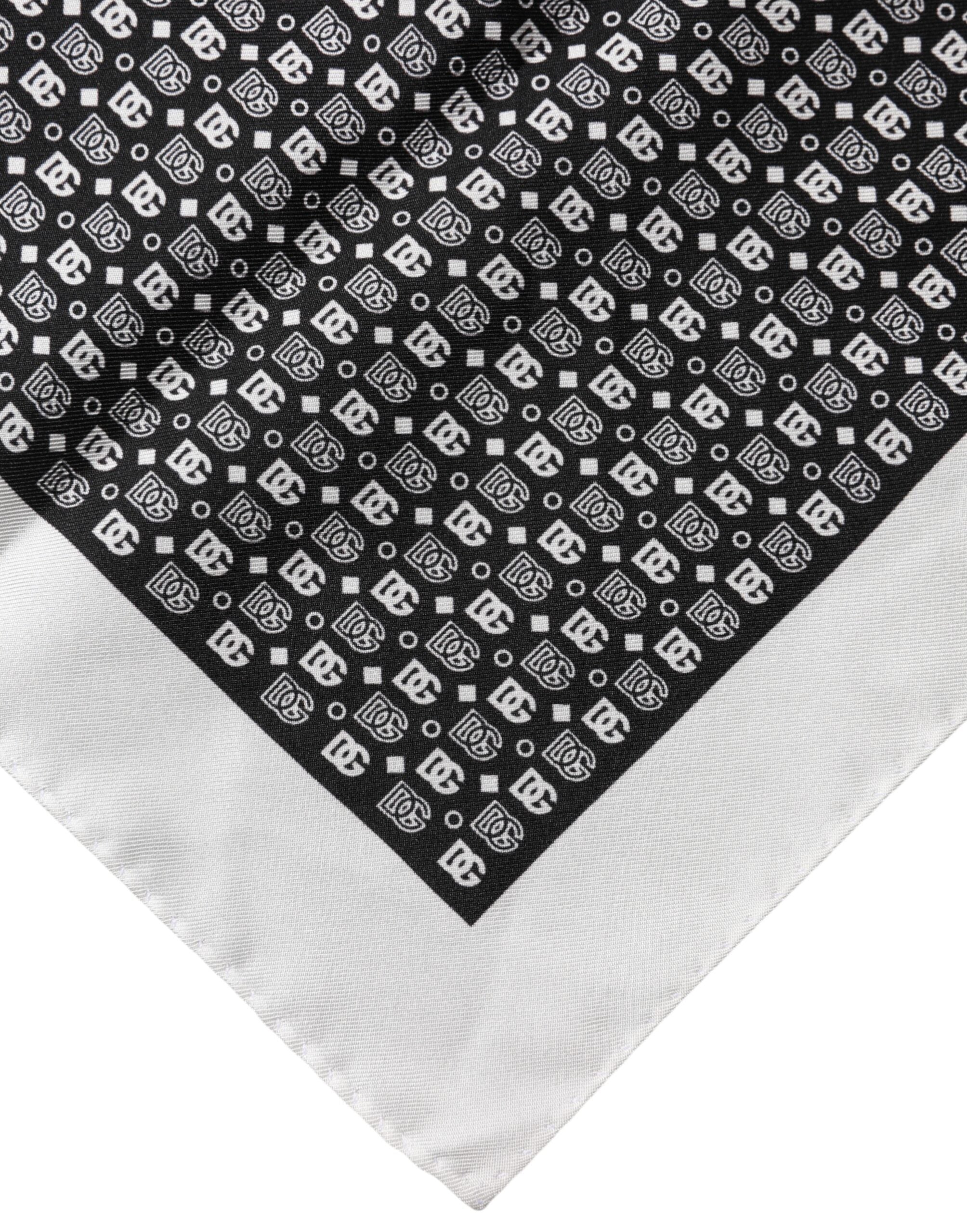 Dolce & Gabbana White Black Patterned Square Foulard Scarf Dolce & Gabbana