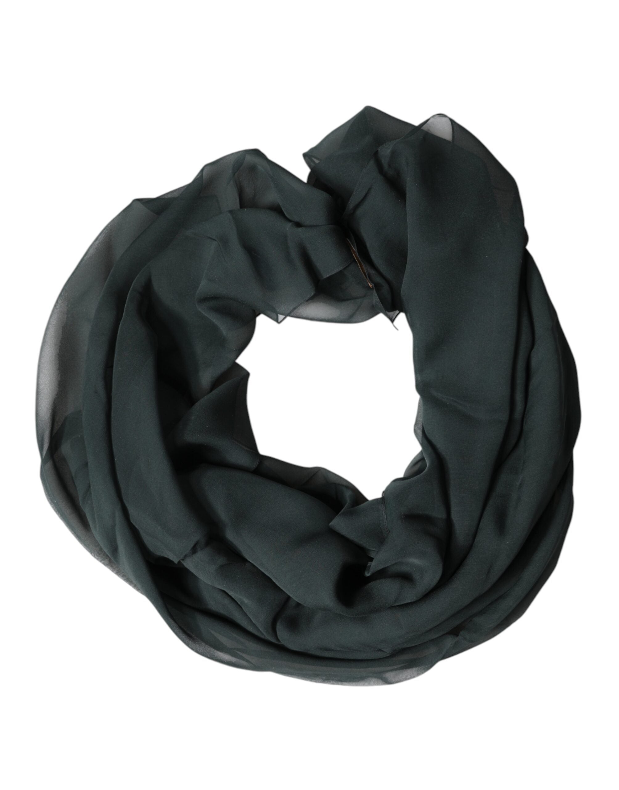 Dolce & Gabbana Dark Green Silk Neck Wrap Foulard  Scarf Dolce & Gabbana