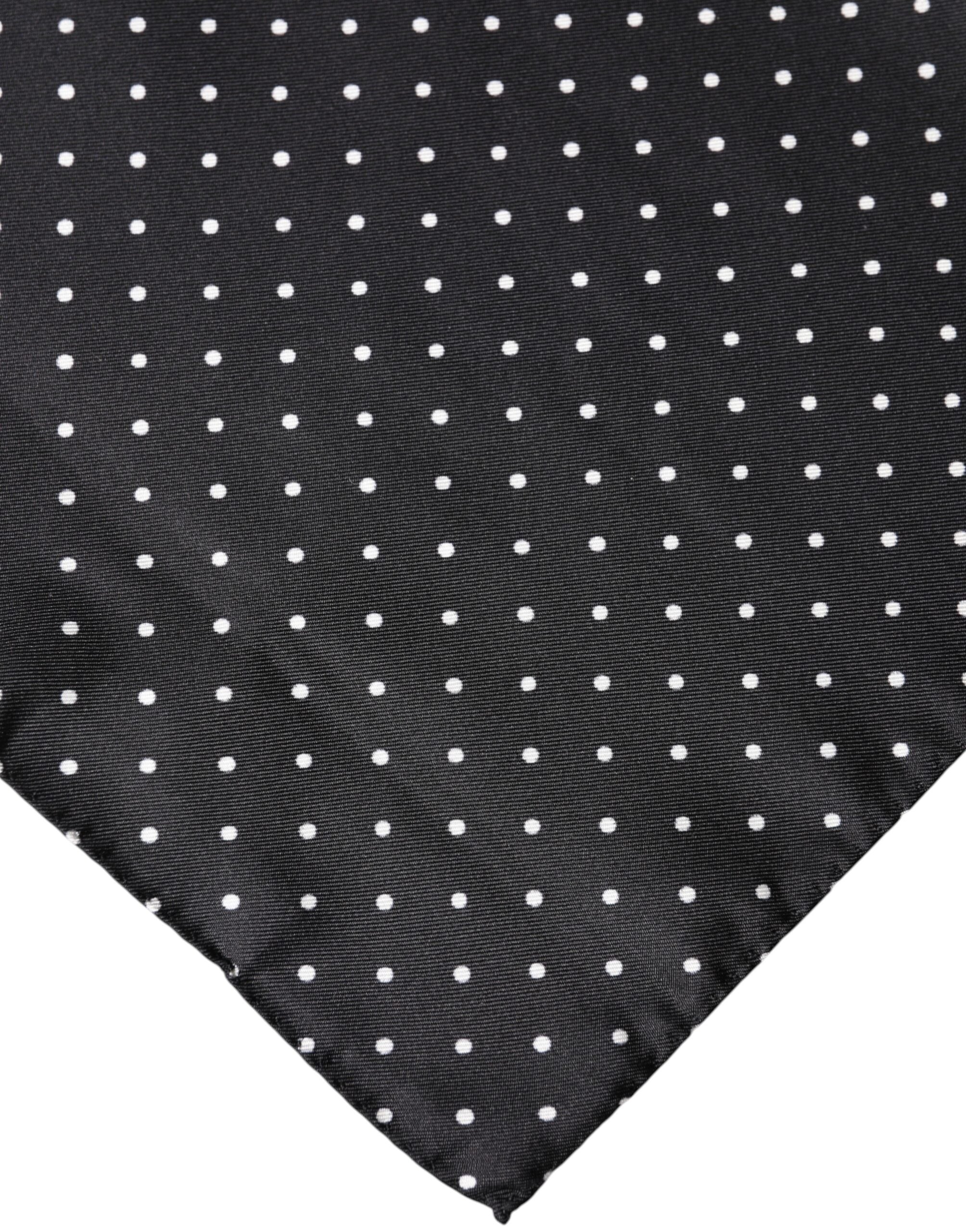 Dolce & Gabbana Black Polka Dot Silk Square Foulard Scarf Dolce & Gabbana