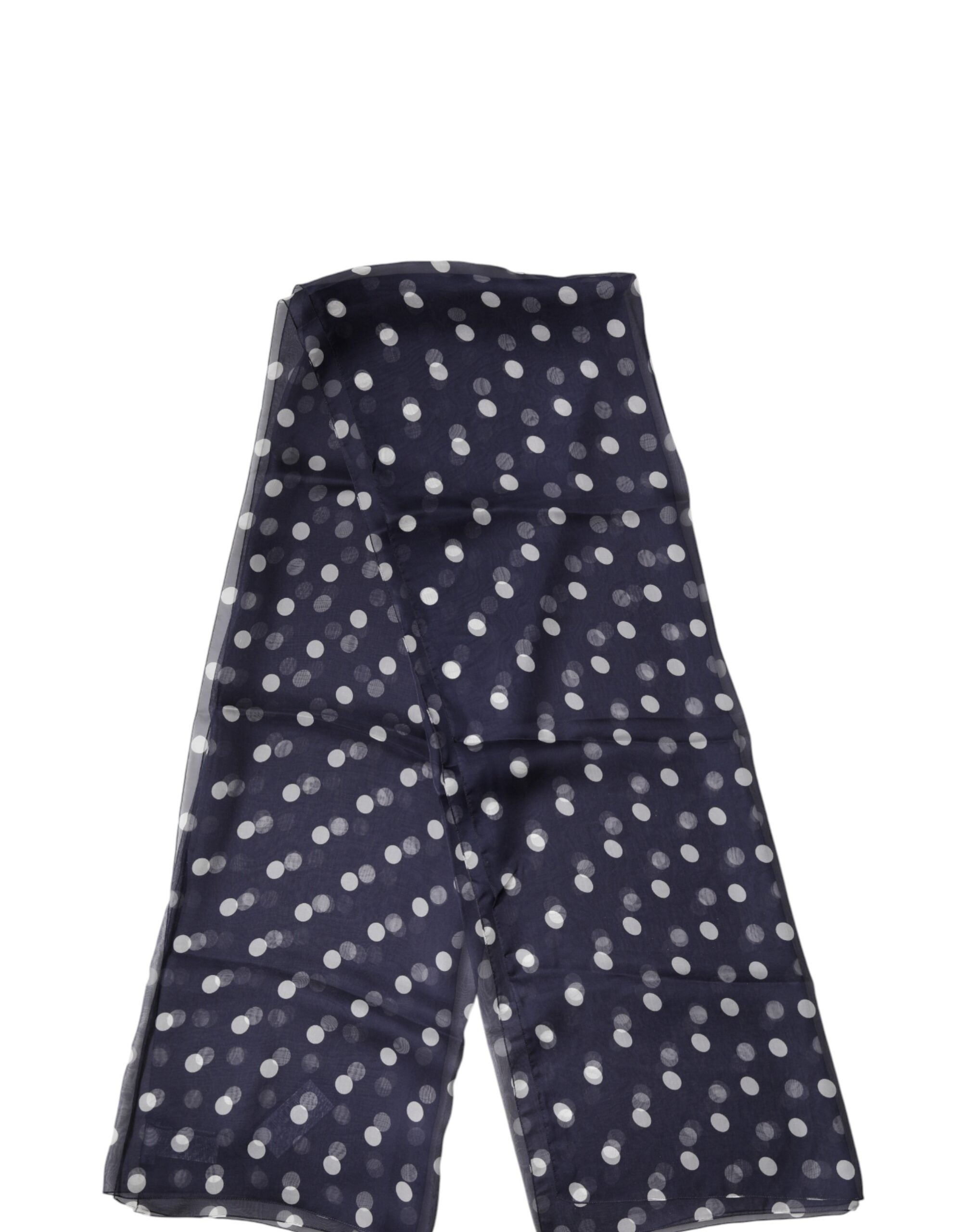 Dolce & Gabbana Blue Polka Dot Silk Neck Wrap Shawl 205cm x 132cm Scarf Dolce & Gabbana