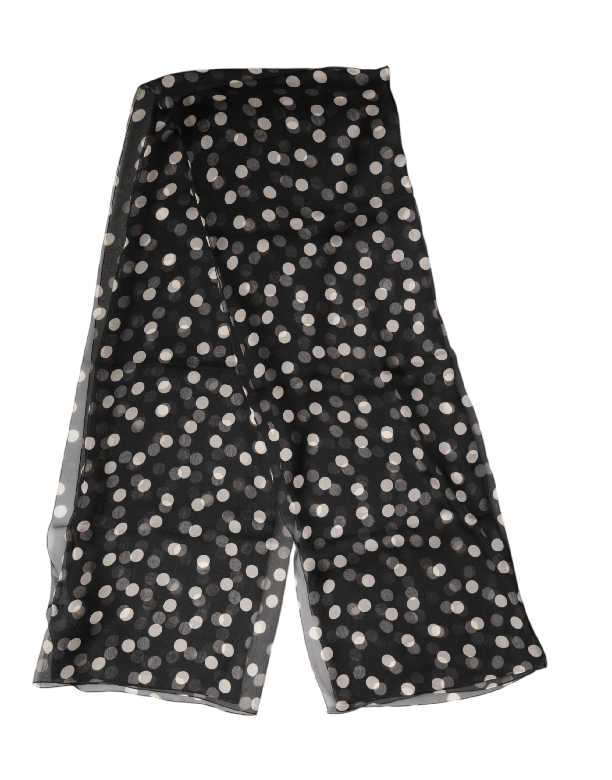Dolce & Gabbana Black Polka Dot Silk Neck Wrap Shawl 205cm x 137cm Scarf Dolce & Gabbana