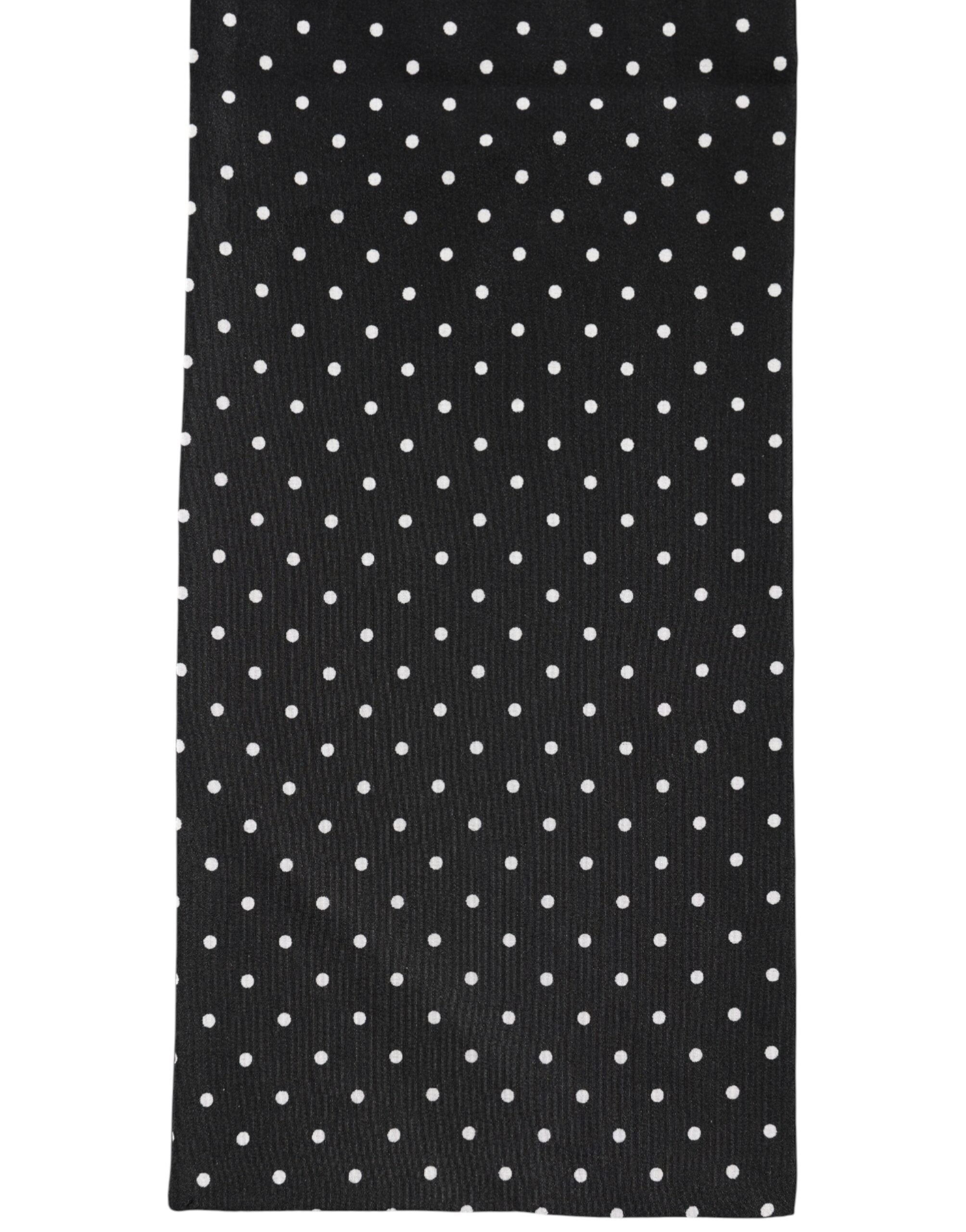 Dolce & Gabbana Black Polka Dot Neck Wrap Foulard 133.5cm x 12.5cm Scarf Dolce & Gabbana