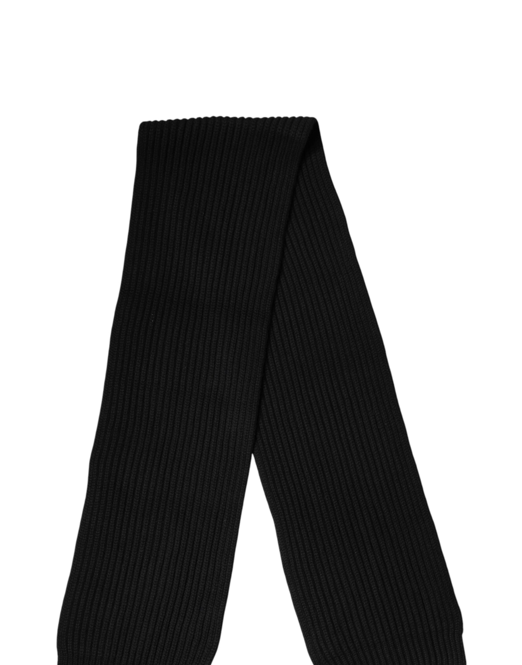 Dolce & Gabbana Black Cashmere Knit Neck Wrap Shawl 202cm x 26cm  Scarf Dolce & Gabbana