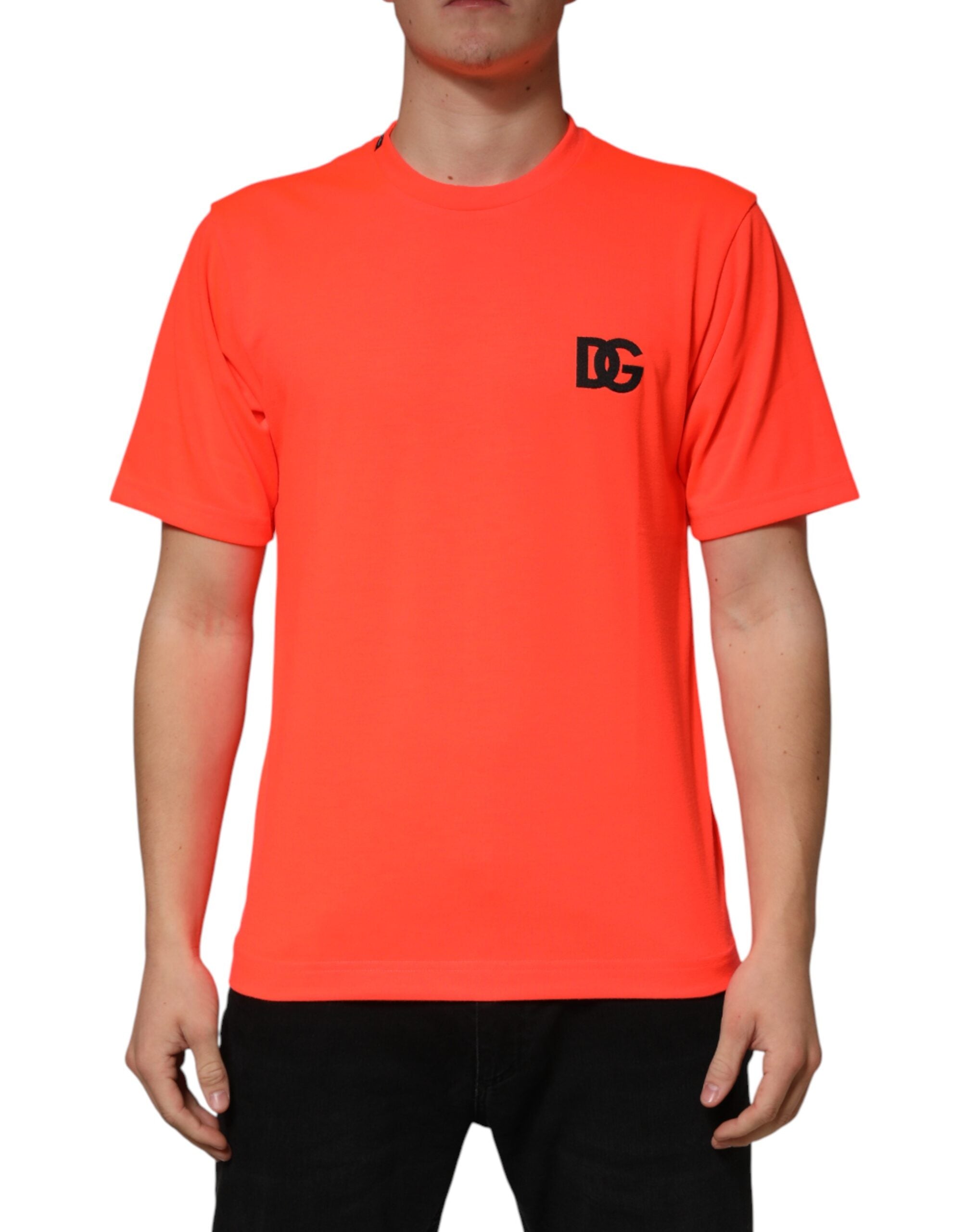 Dolce & Gabbana Neon Orange Polyester Crew Neck Men T-shirt Dolce & Gabbana