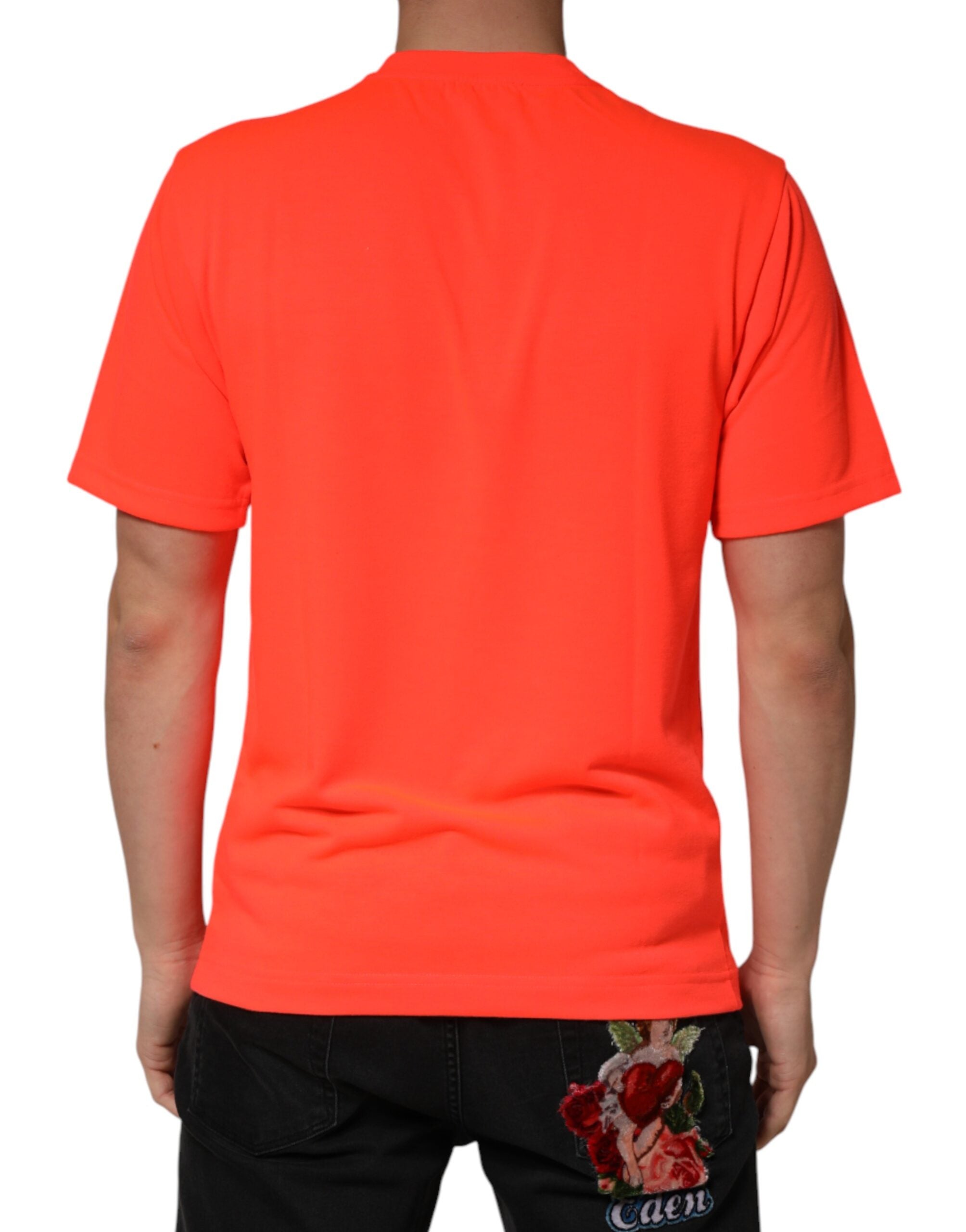 Dolce & Gabbana Neon Orange Polyester Crew Neck Men T-shirt Dolce & Gabbana