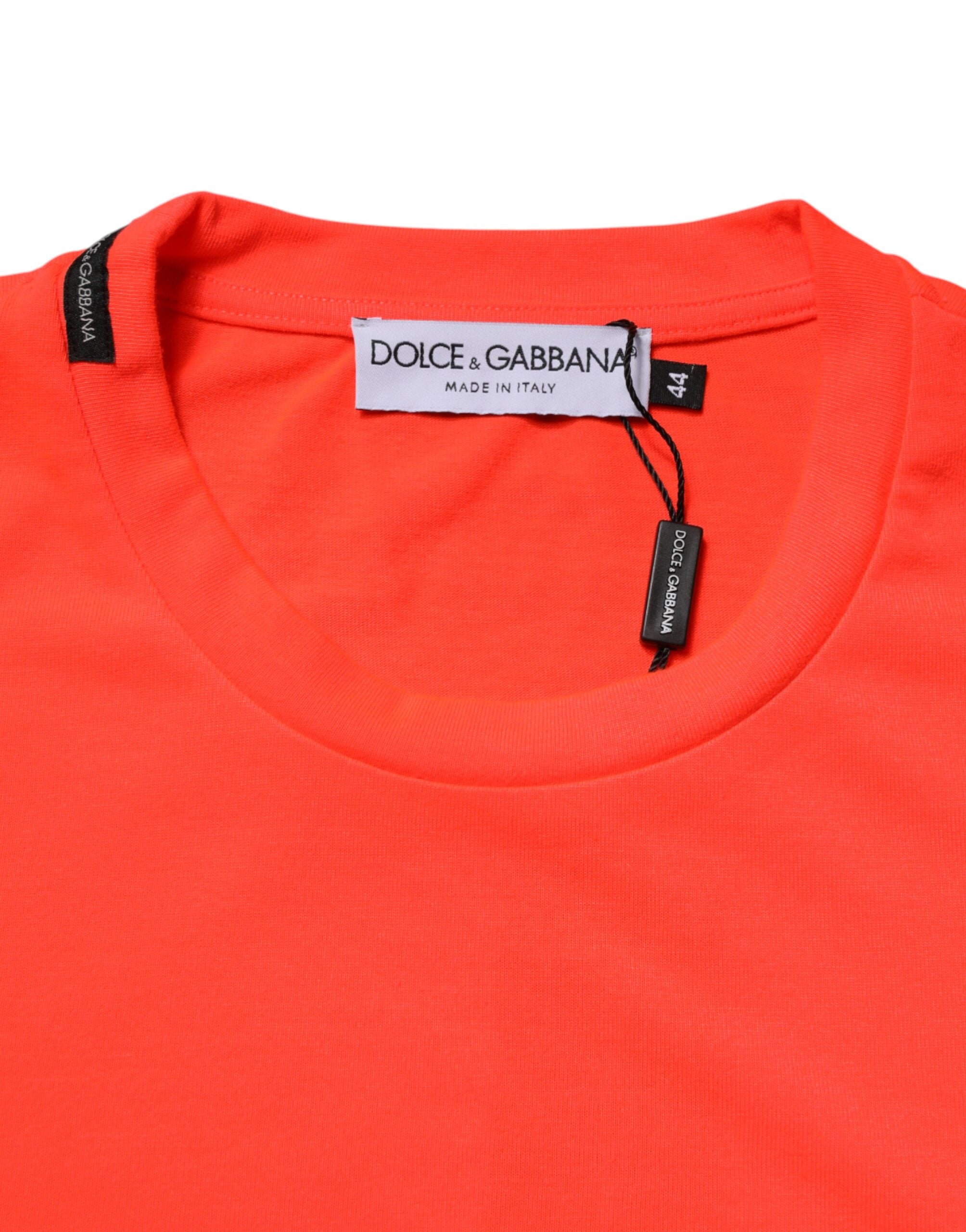 Dolce & Gabbana Neon Orange Polyester Crew Neck Men T-shirt Dolce & Gabbana