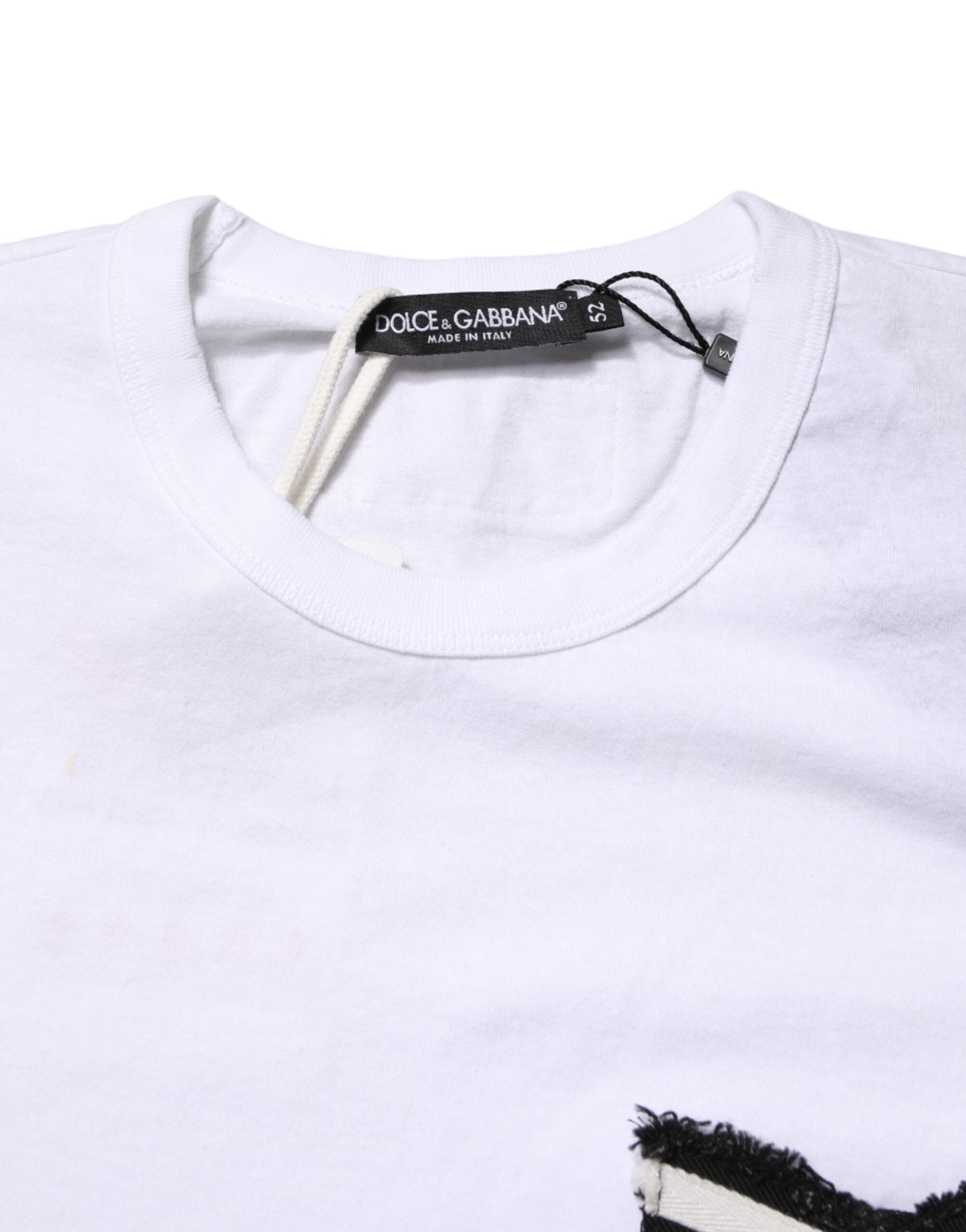 Dolce & Gabbana White Stripes Cotton Crew Neck Tee  T-shirt Dolce & Gabbana
