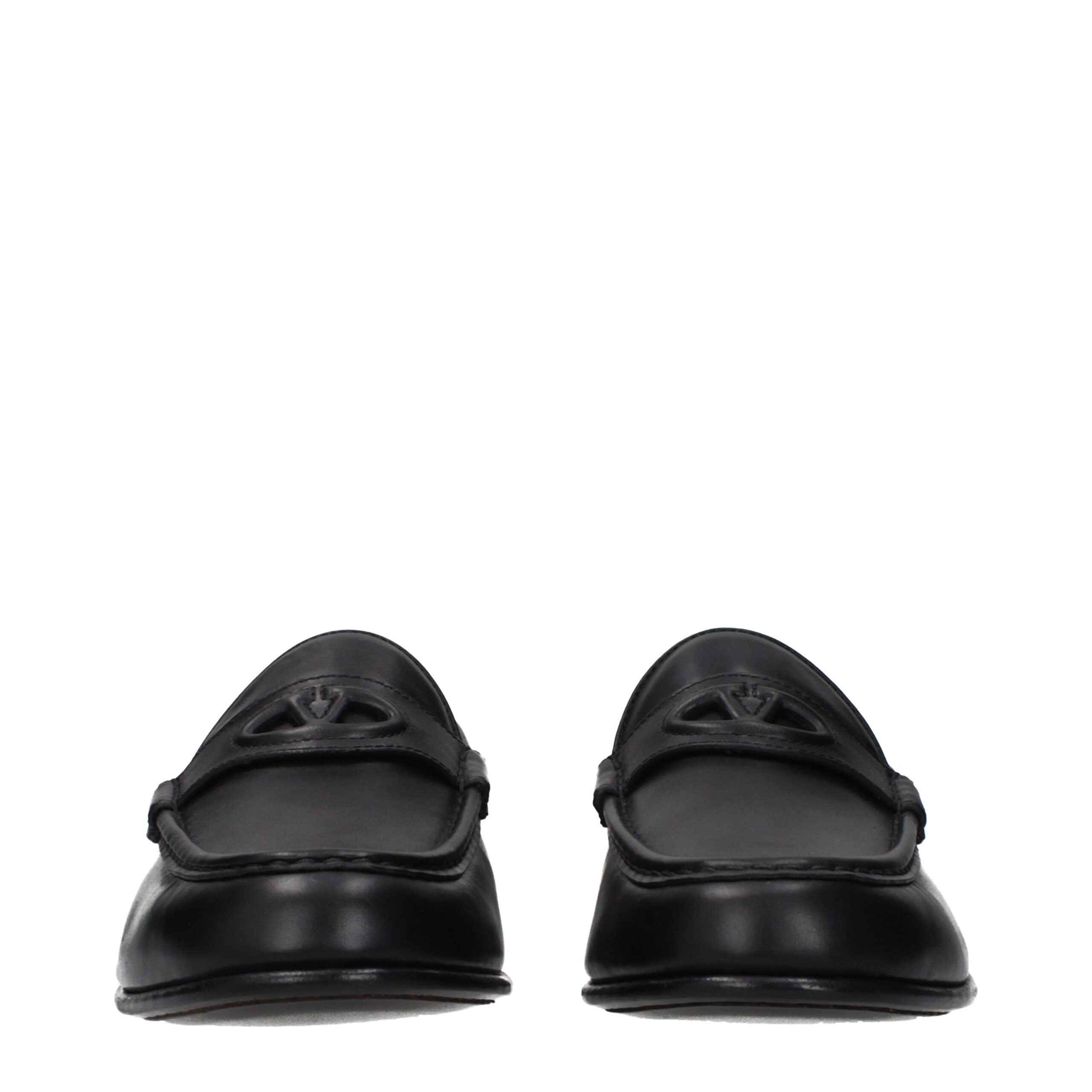 Valentino Garavani Black Leather Slip-On Loafers Valentino Garavani