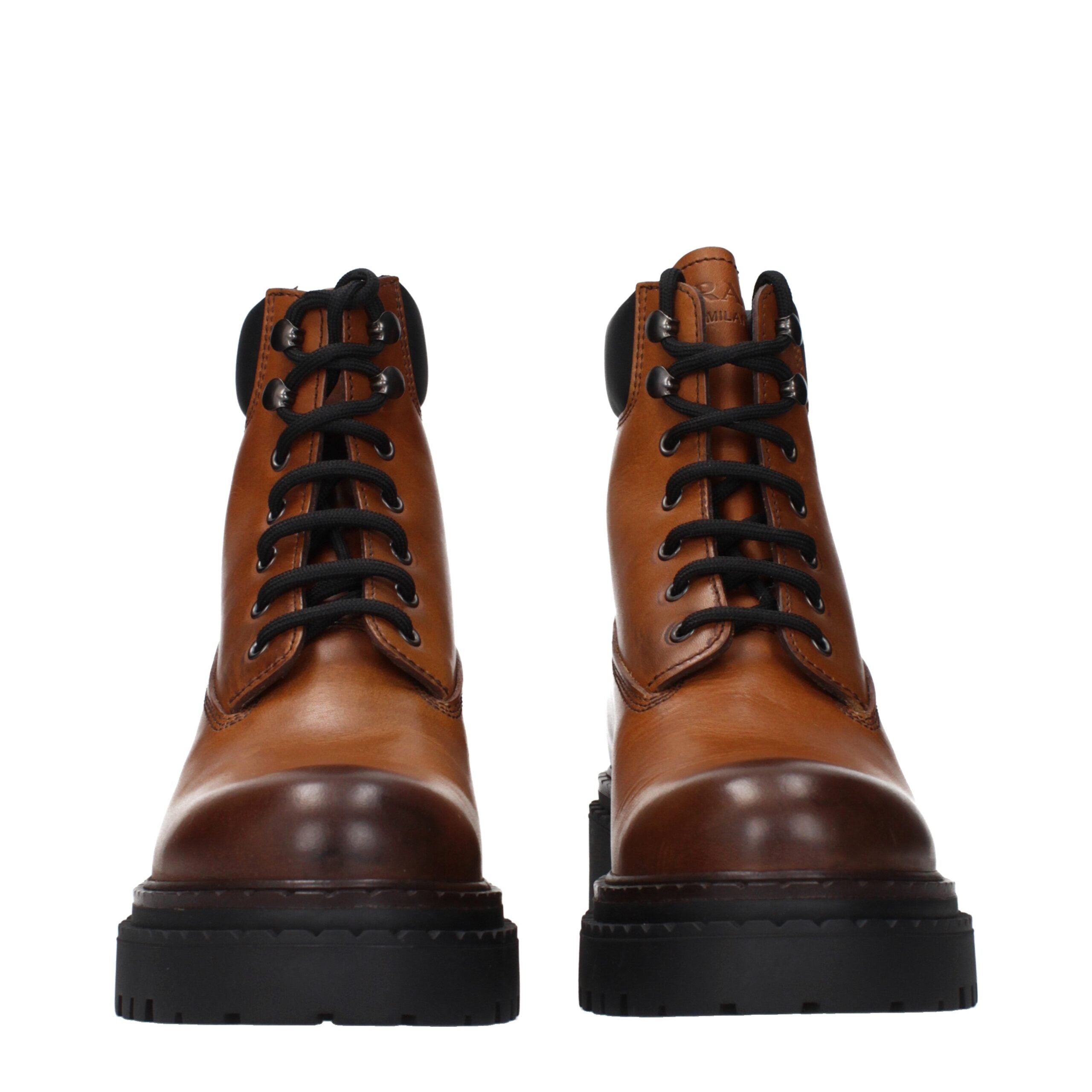 Prada Brown Leather Ankle Boots Prada