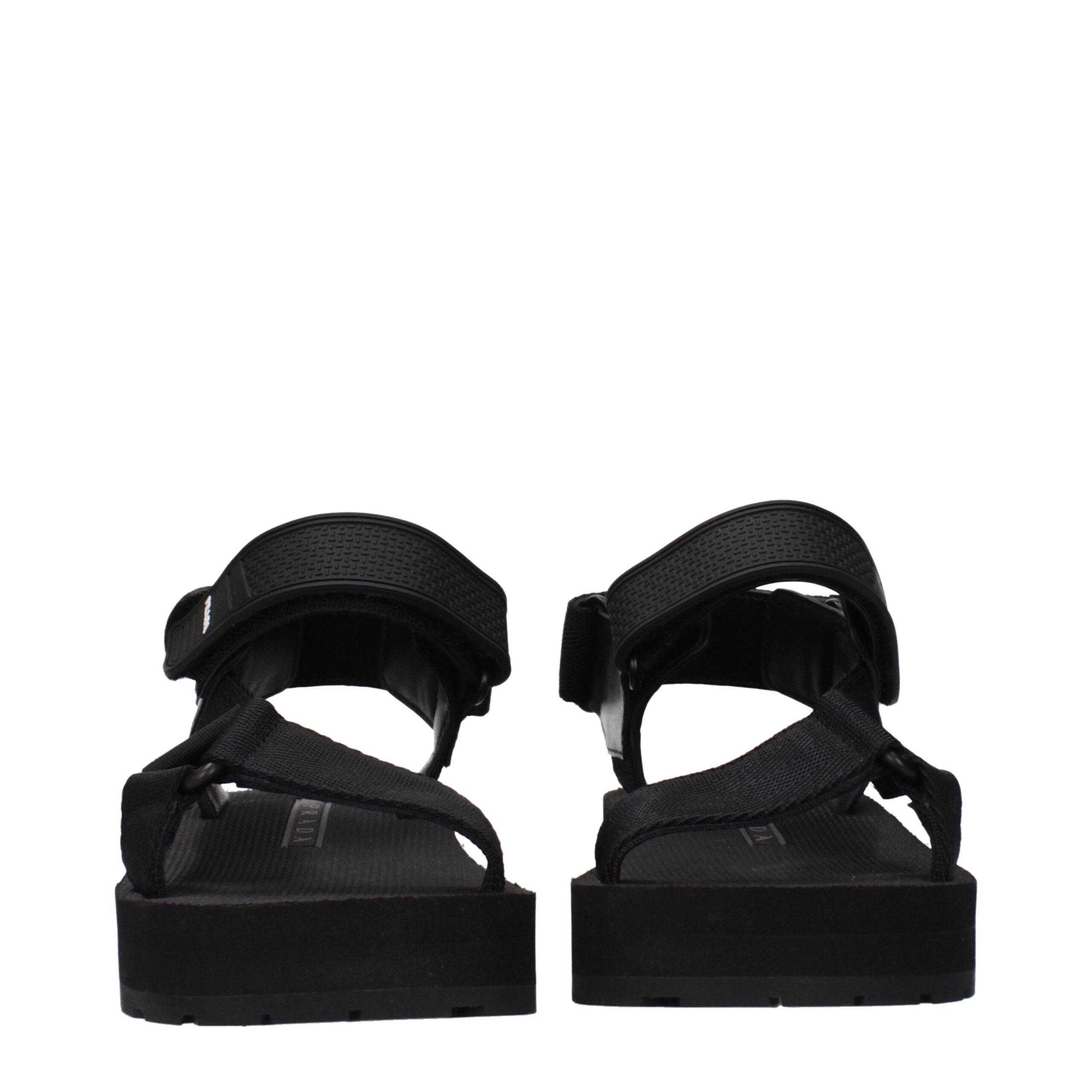 Prada Black Fabric Flat Sandals Prada