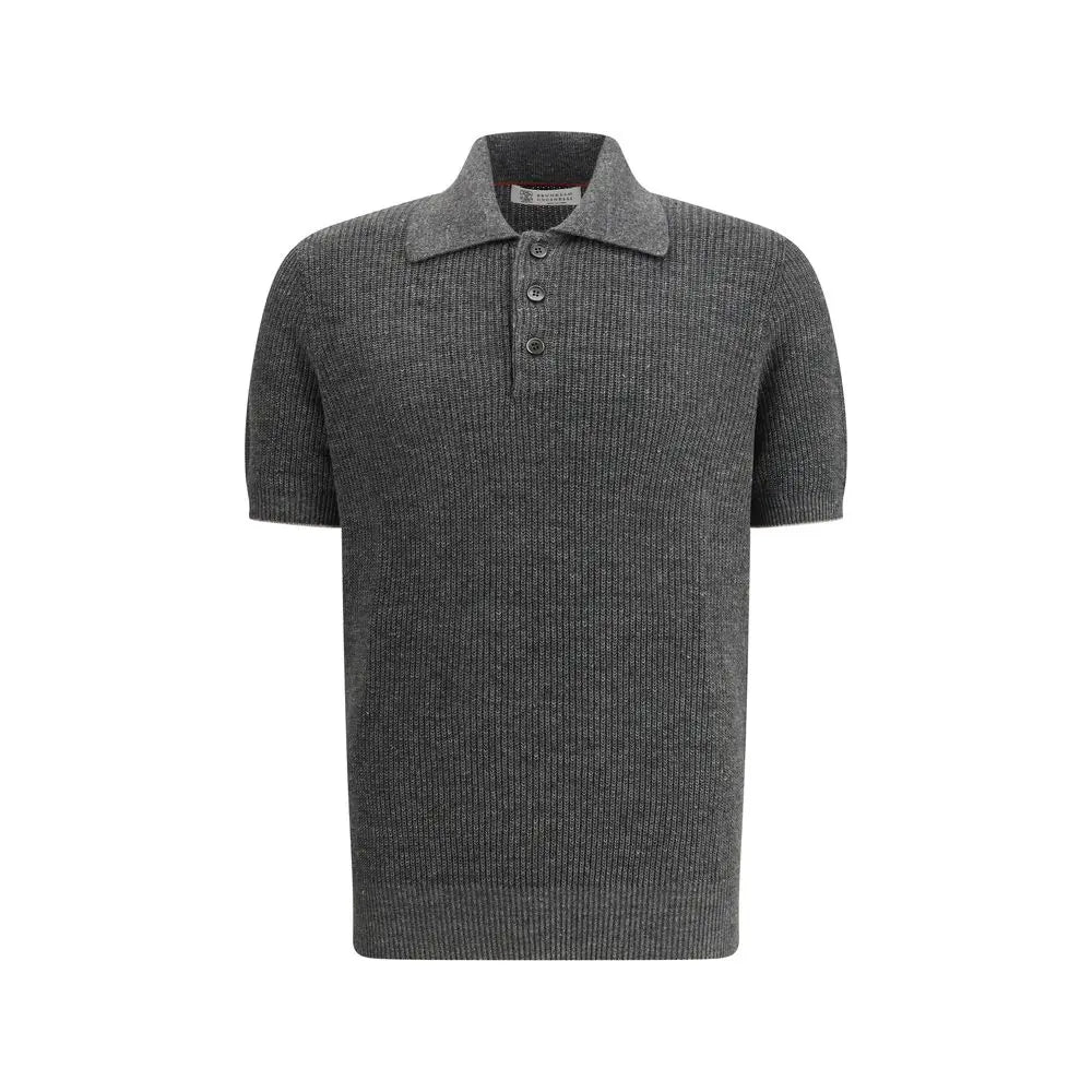 Brunello Cucinelli Gray Cotton Polo Shirt Brunello Cucinelli