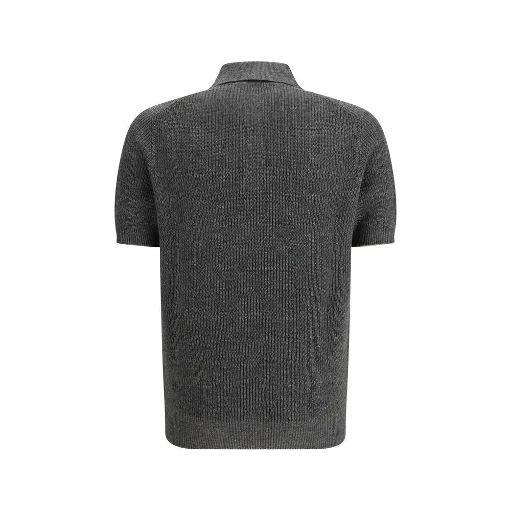 Brunello Cucinelli Gray Cotton Polo Shirt Brunello Cucinelli