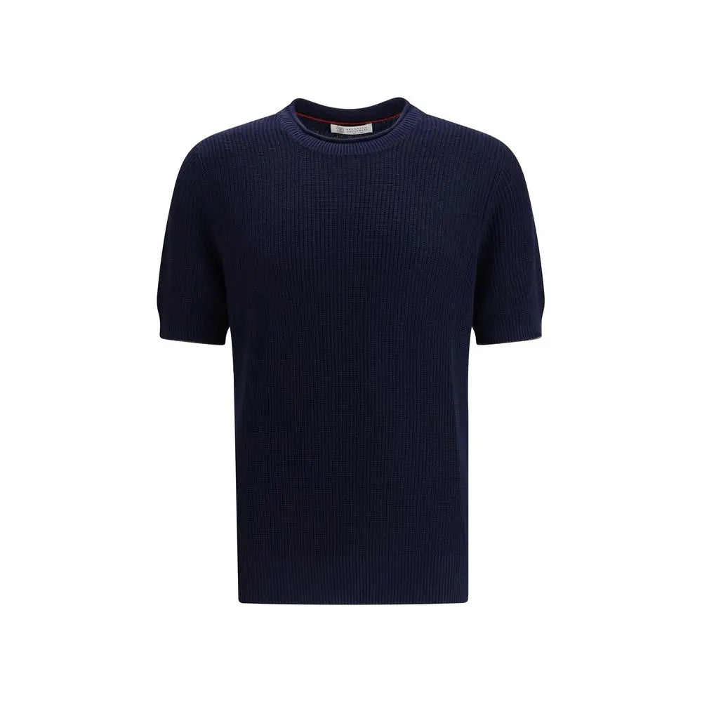 Brunello Cucinelli Blue Linen T-Shirt Brunello Cucinelli
