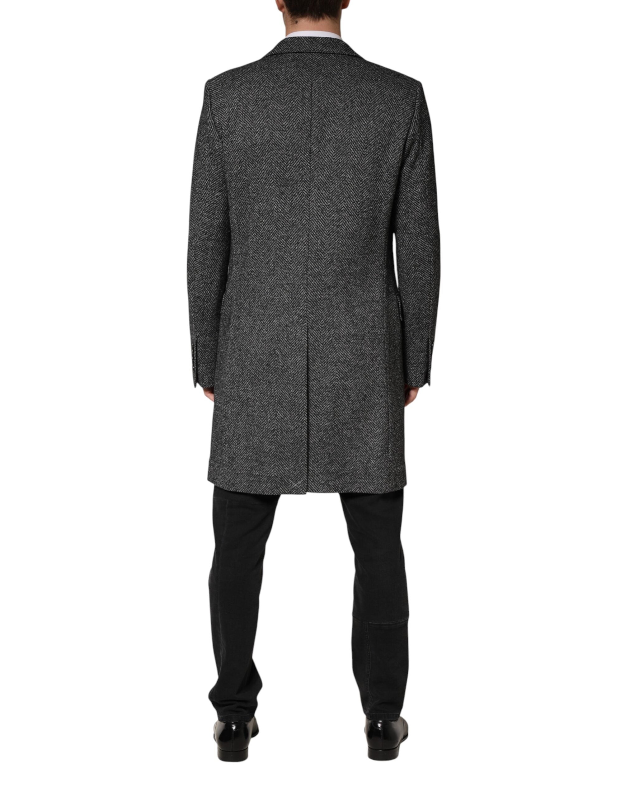 Dolce & Gabbana Gray Wool Blend Long Trench Coat Men Jacket Dolce & Gabbana