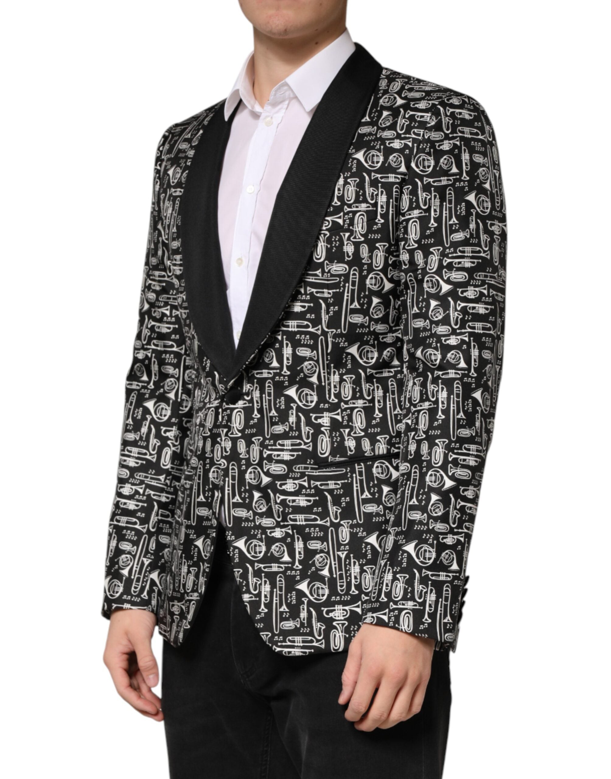 Dolce & Gabbana Black Jazz Club Silk Single Breasted Blazer Dolce & Gabbana