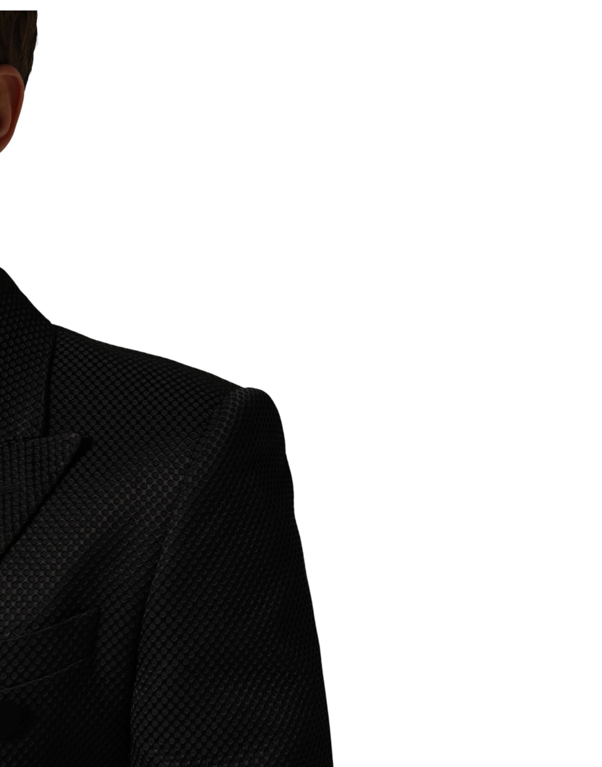Dolce & Gabbana Black Cotton Double Breasted 2 Button Blazer Dolce & Gabbana