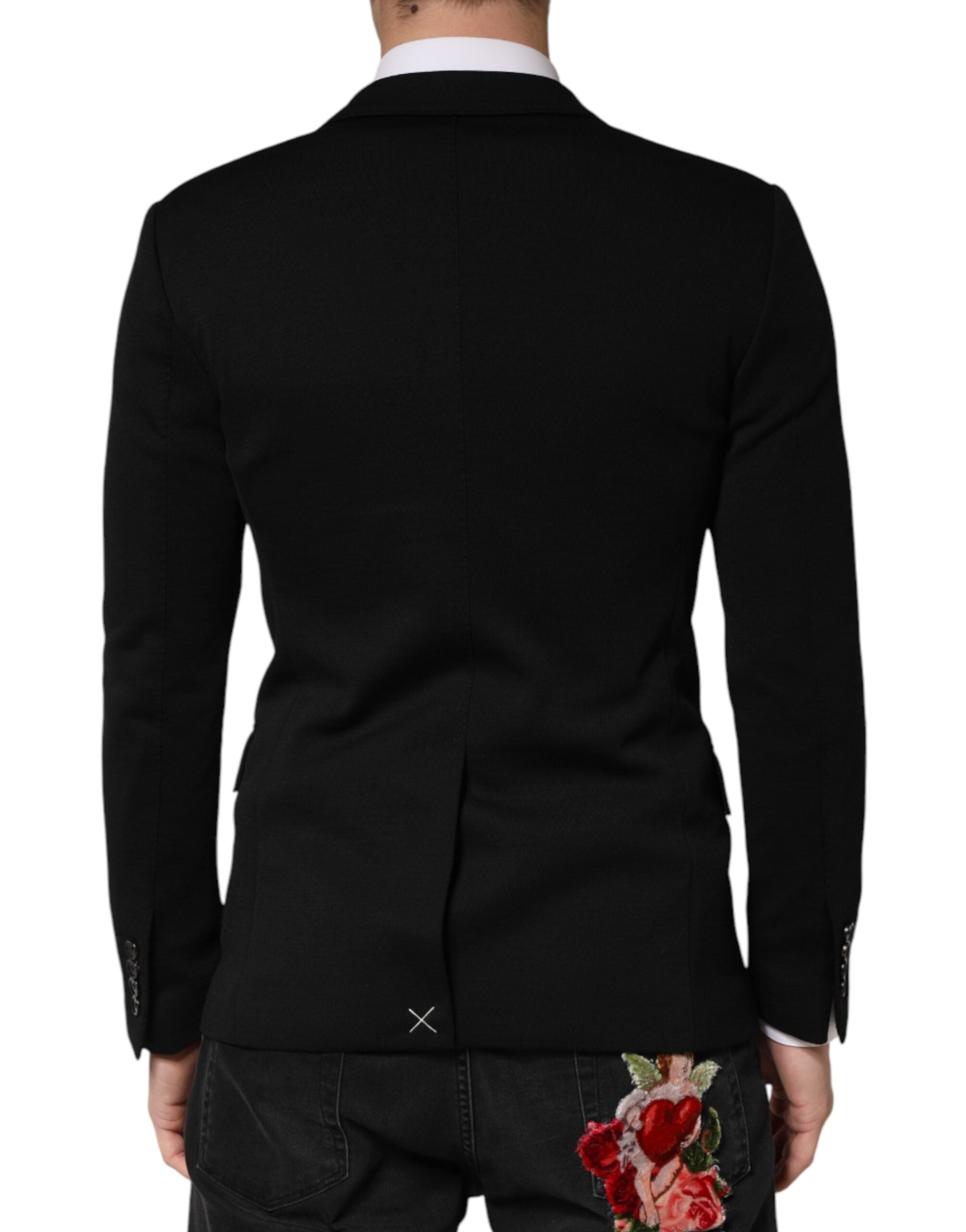 Dolce & Gabbana Black Wool Single Breasted 2 Button Blazer Dolce & Gabbana