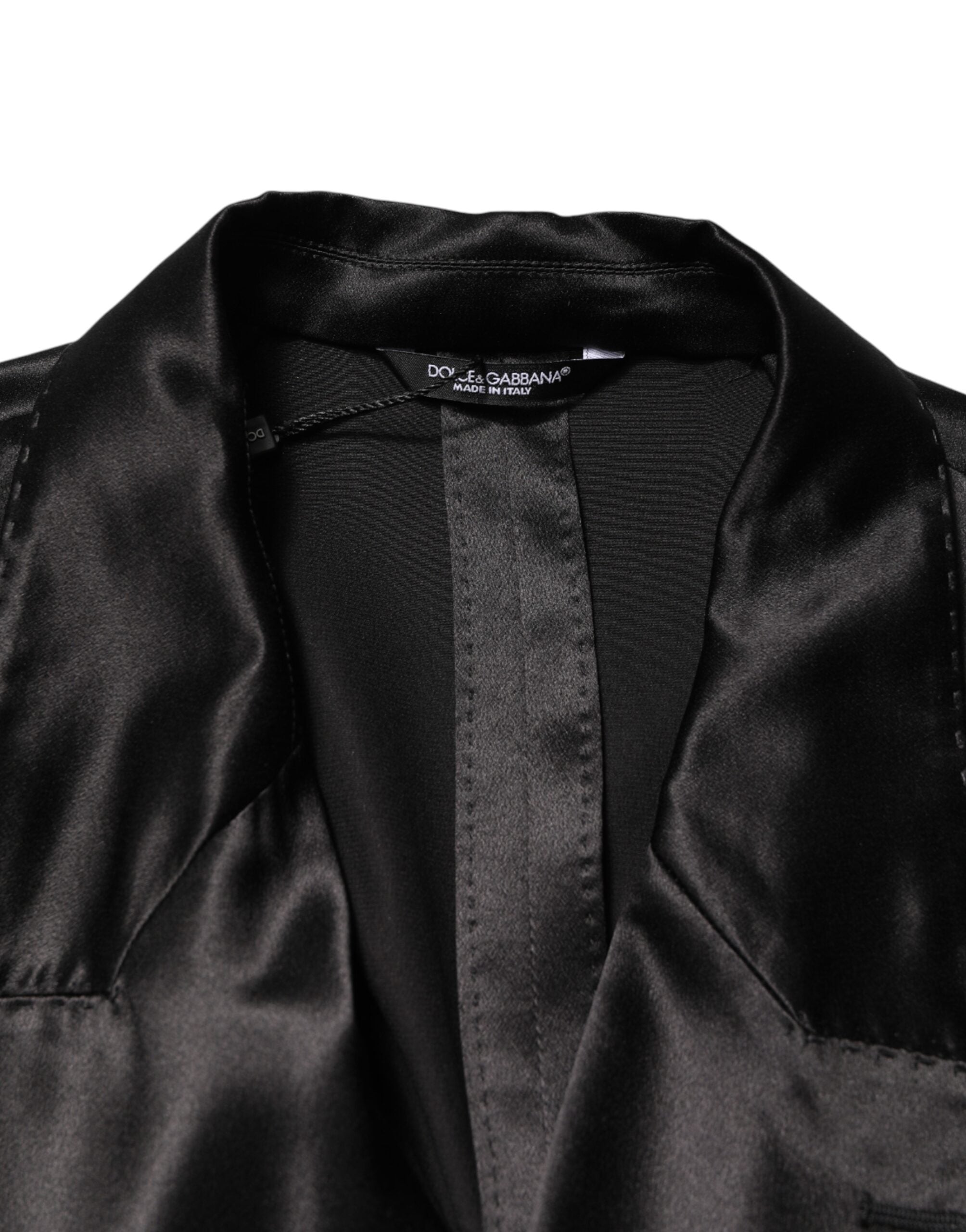 Dolce & Gabbana Black Silk Double Breasted 2 Button Blazer Dolce & Gabbana