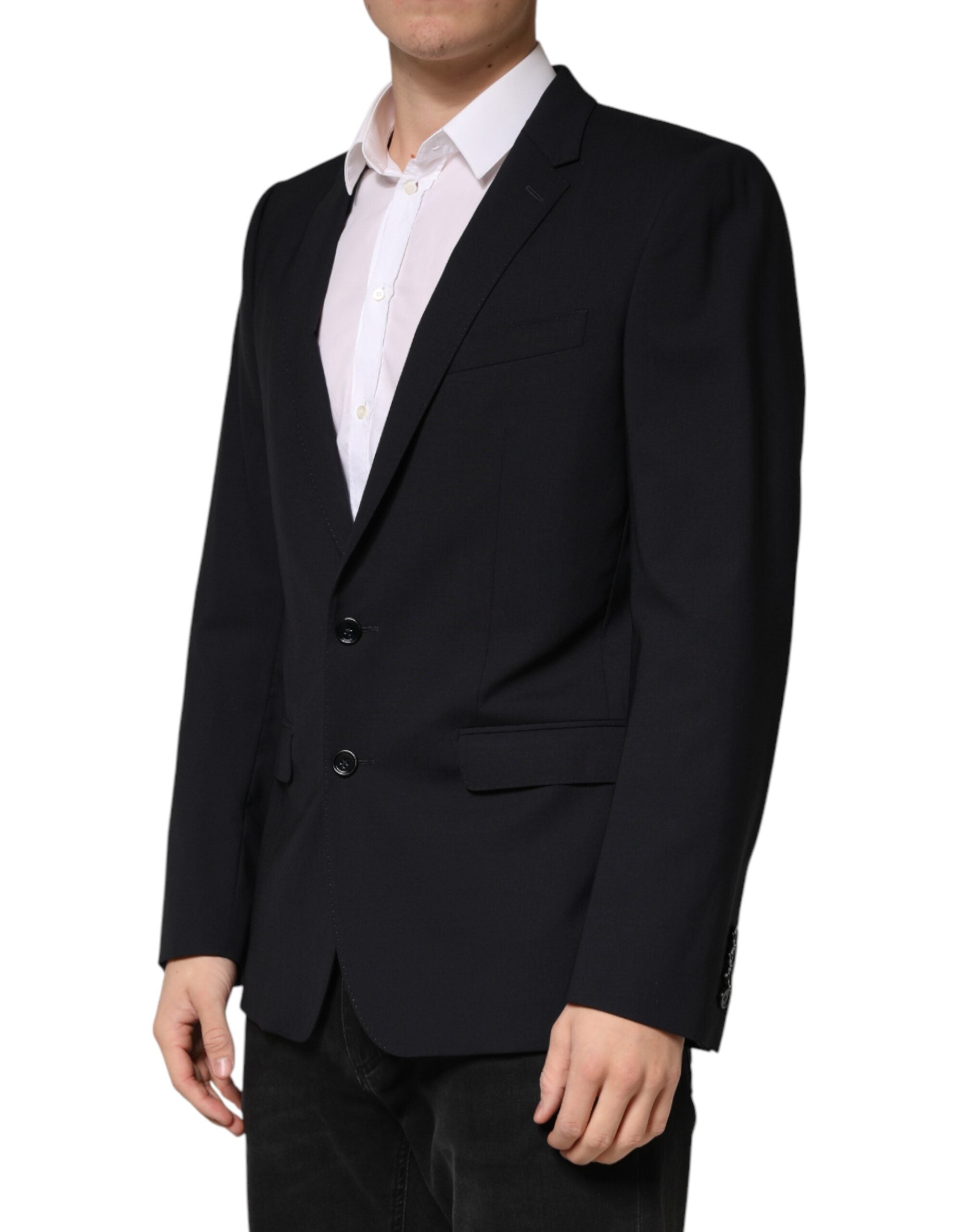Dolce & Gabbana Black Wool Single Breasted 2 Button Blazer Dolce & Gabbana