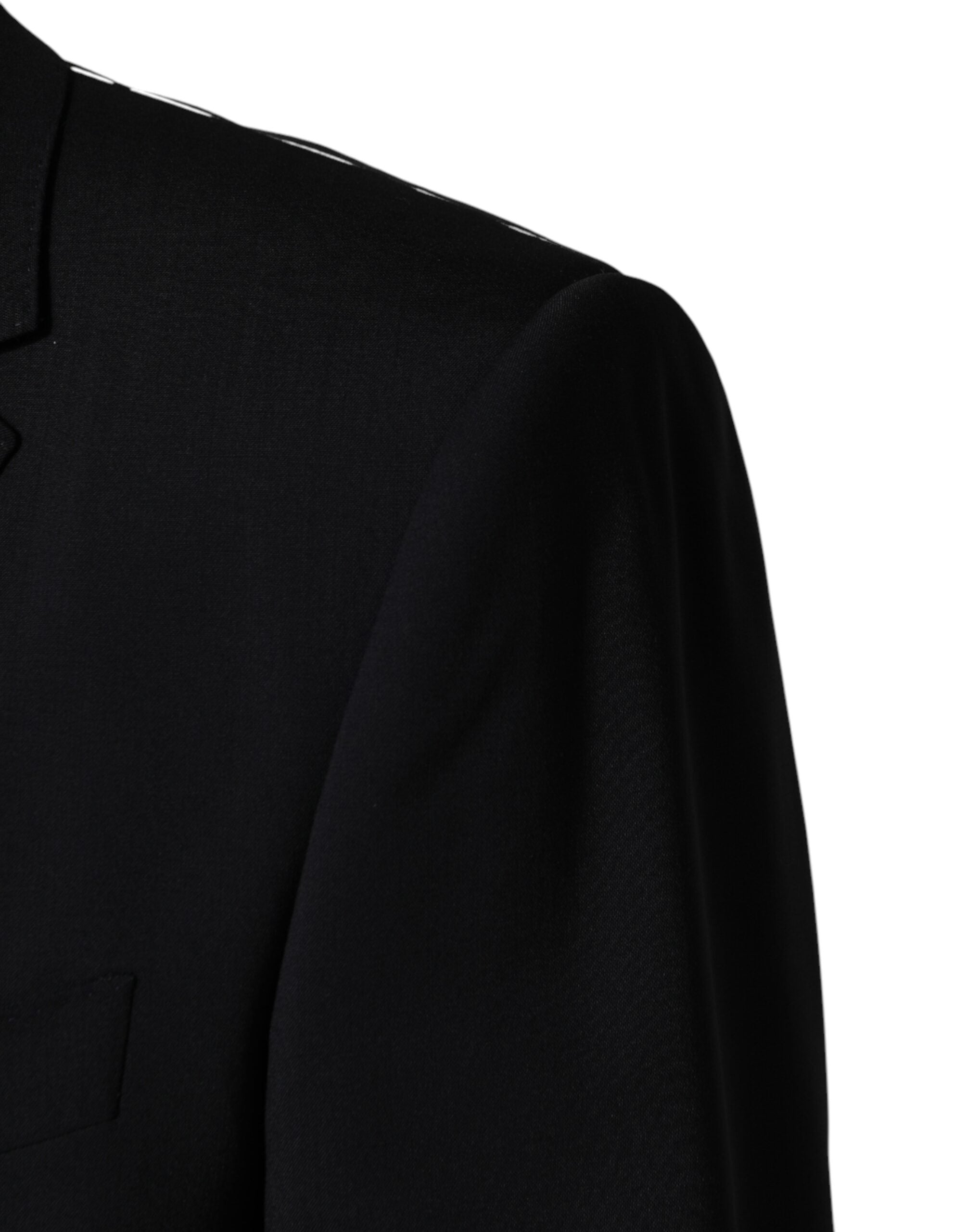 Dolce & Gabbana Black Wool Single Breasted 2 Button Blazer Dolce & Gabbana