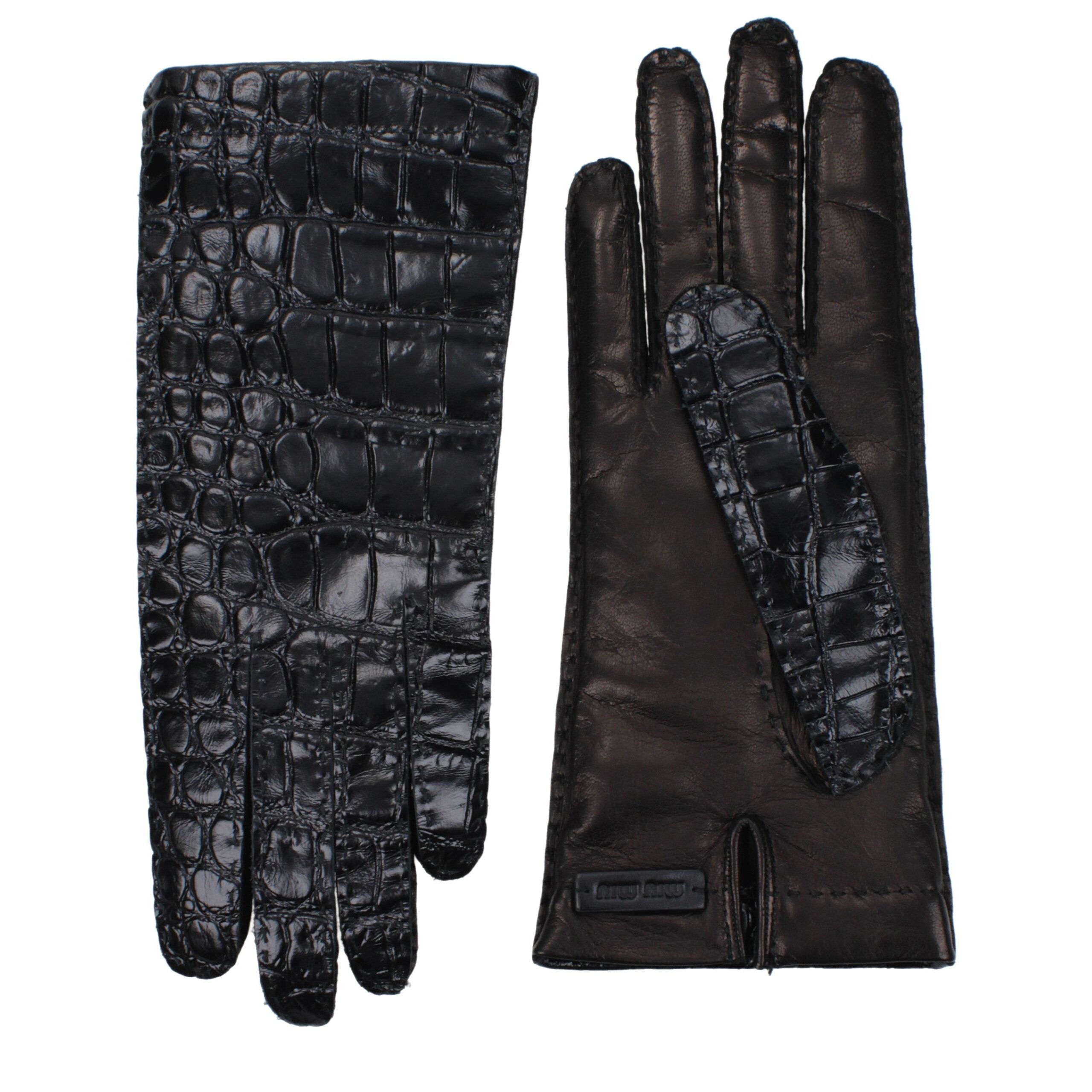 Miu Miu Black Leather Gloves Miu Miu