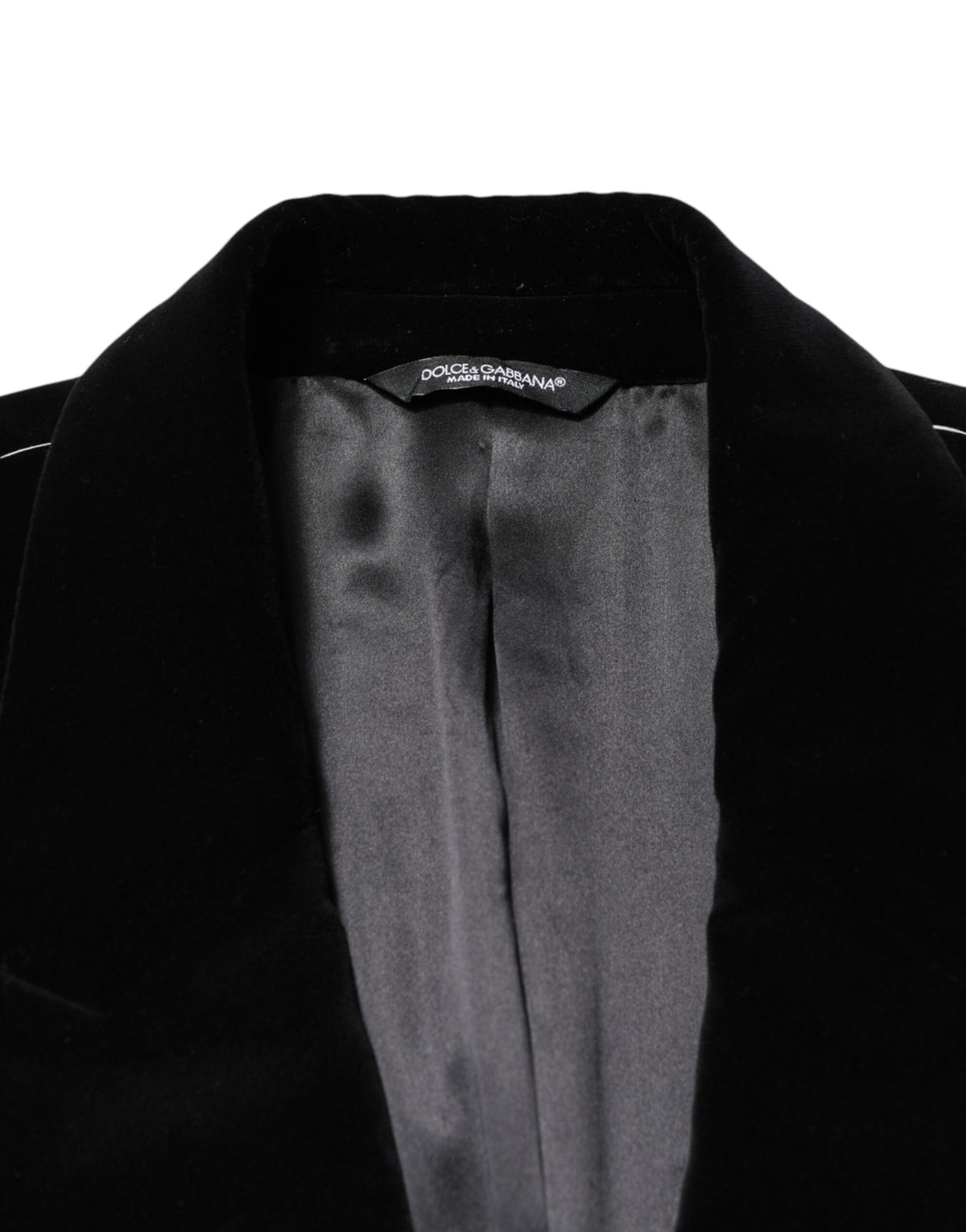 Dolce & Gabbana Black Cotton Velvet Long Trench Coat Jacket