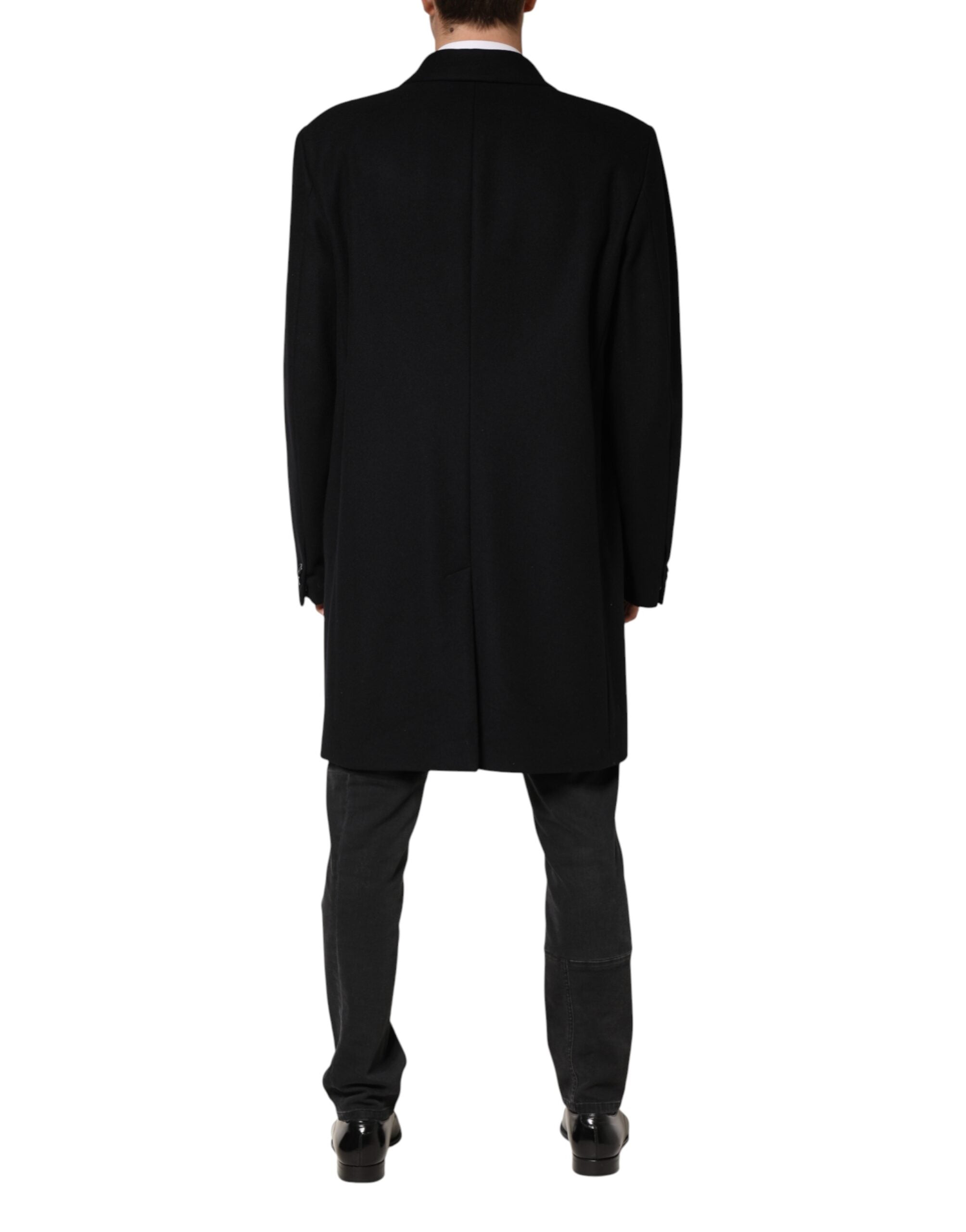 Dolce & Gabbana Black Wool Single Breasted Long Coat Jacket Dolce & Gabbana