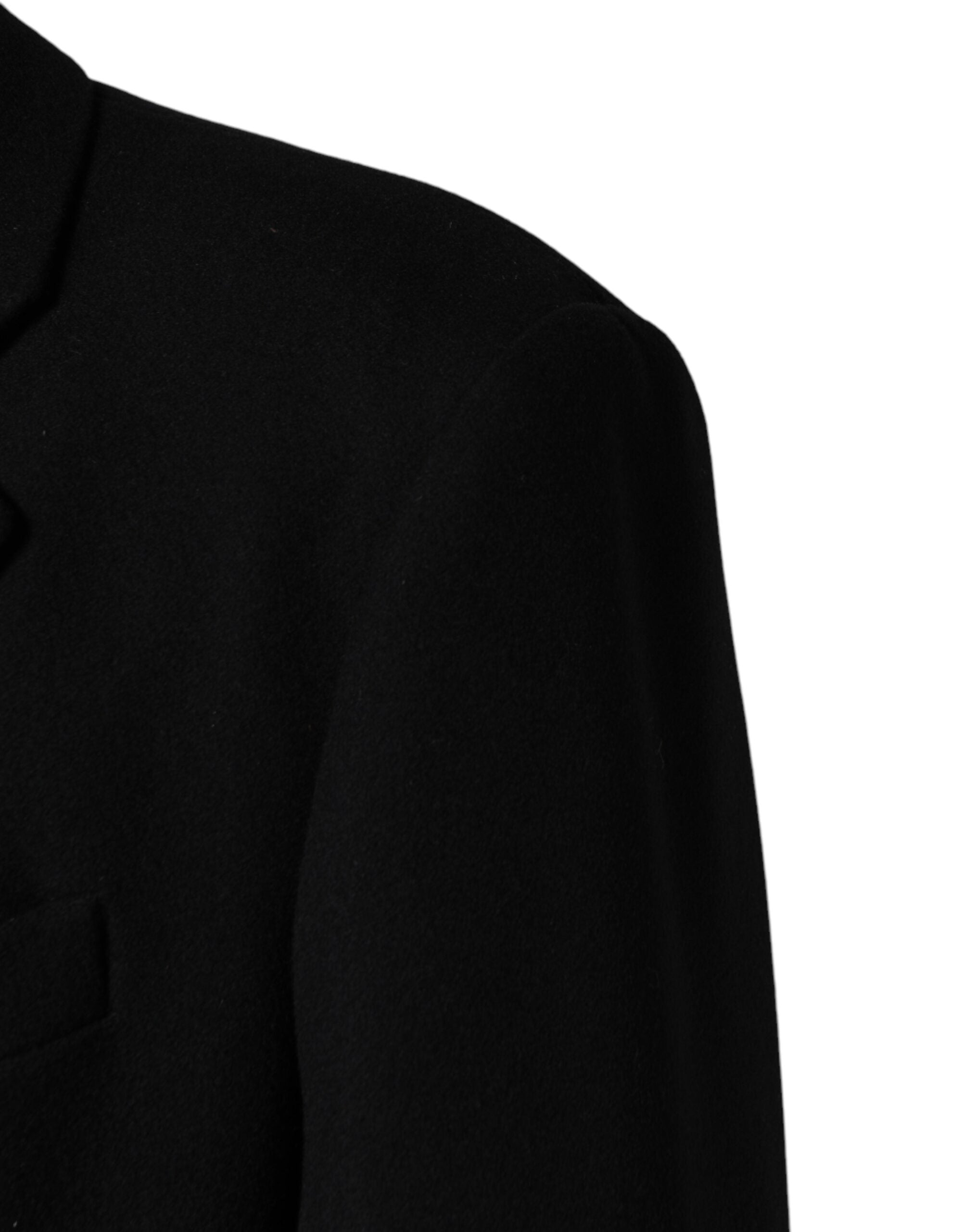 Dolce & Gabbana Black Wool Single Breasted Long Coat Jacket Dolce & Gabbana
