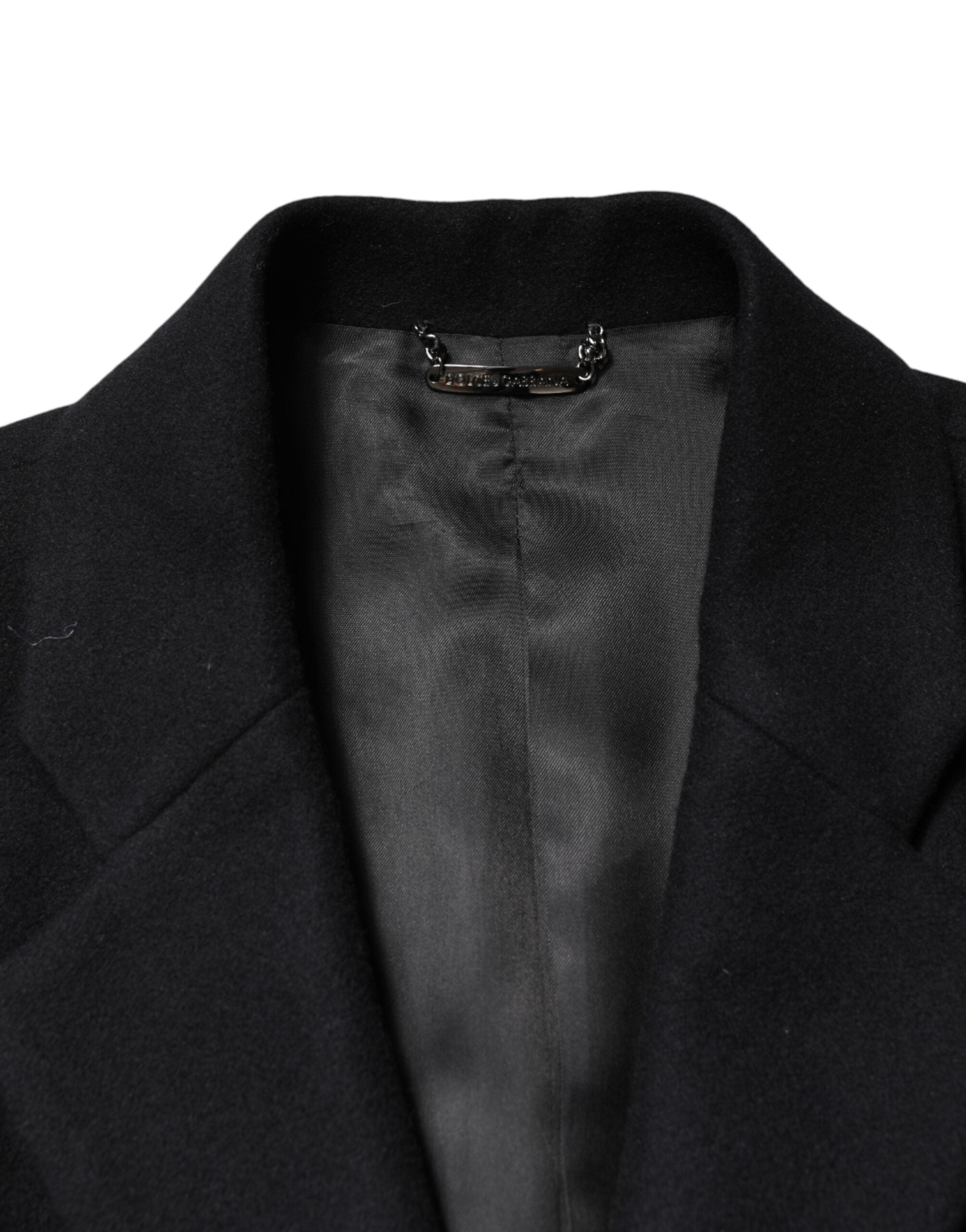Dolce & Gabbana Black Wool Single Breasted Long Coat Jacket Dolce & Gabbana