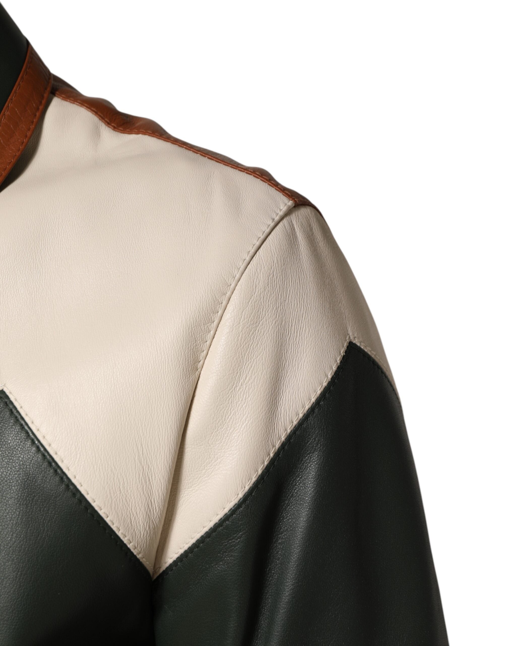 Dolce & Gabbana Multicolor Leather Full Zip men Biker Jacket Dolce & Gabbana