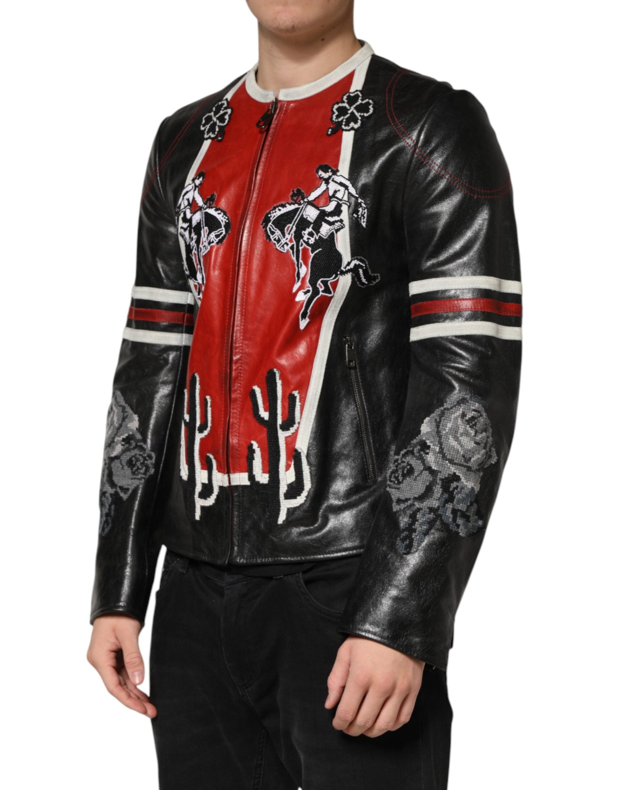 Dolce & Gabbana Multicolor Guns n' Roses Full Zip Men Biker Jacket Dolce & Gabbana