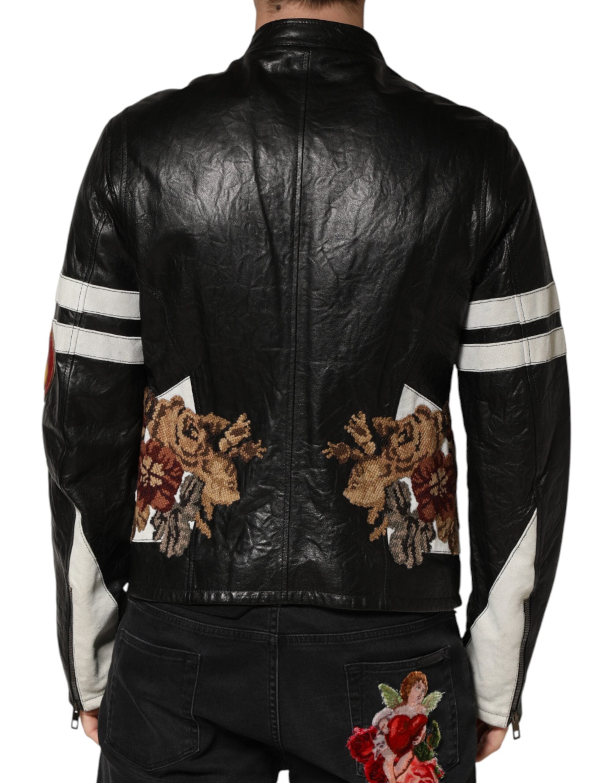 Dolce & Gabbana Black Guns n' Roses FullZip Men Biker Jacket Dolce & Gabbana