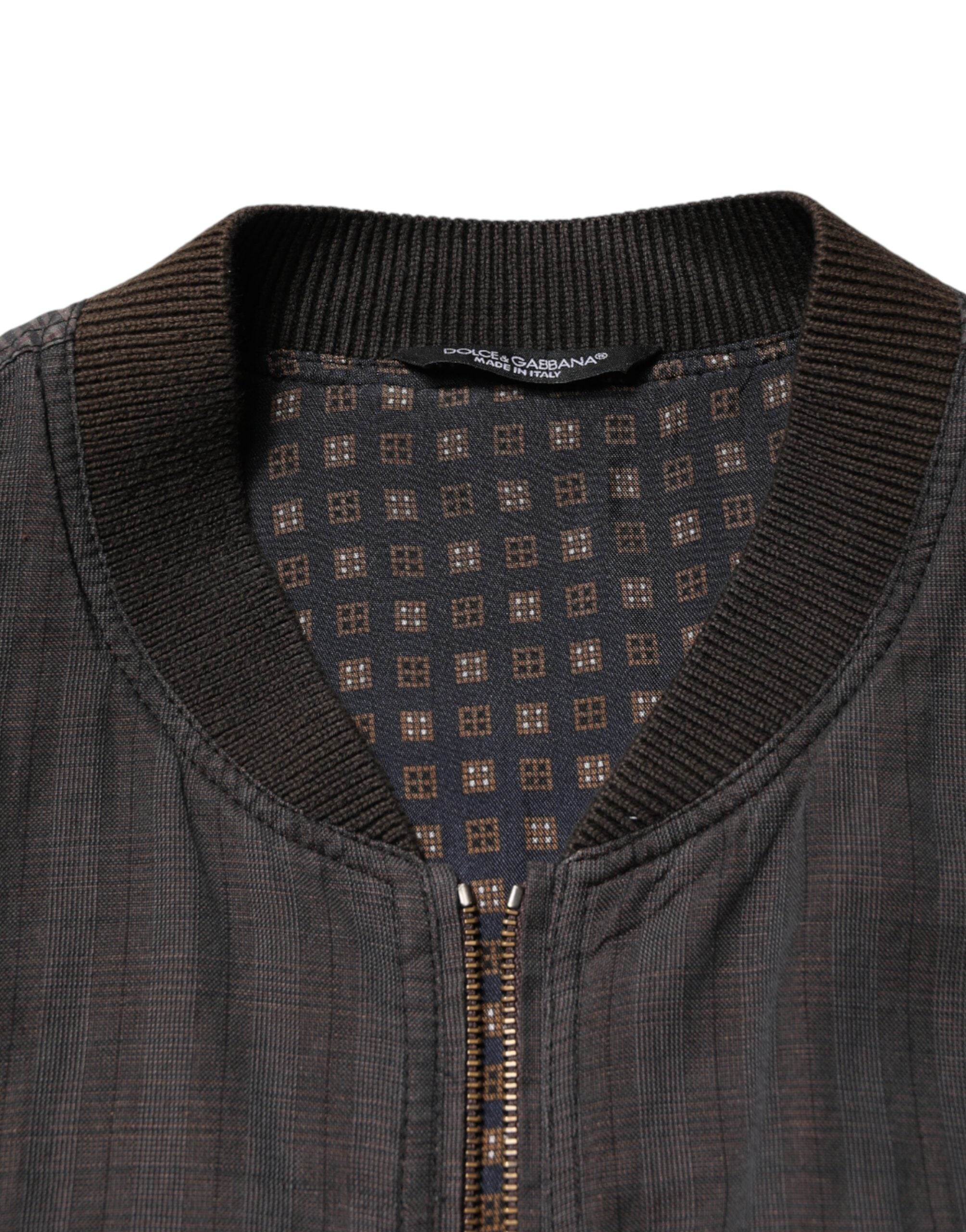 Dolce & Gabbana Black Stripes Cotton Full Zip Bomber Jacket Dolce & Gabbana